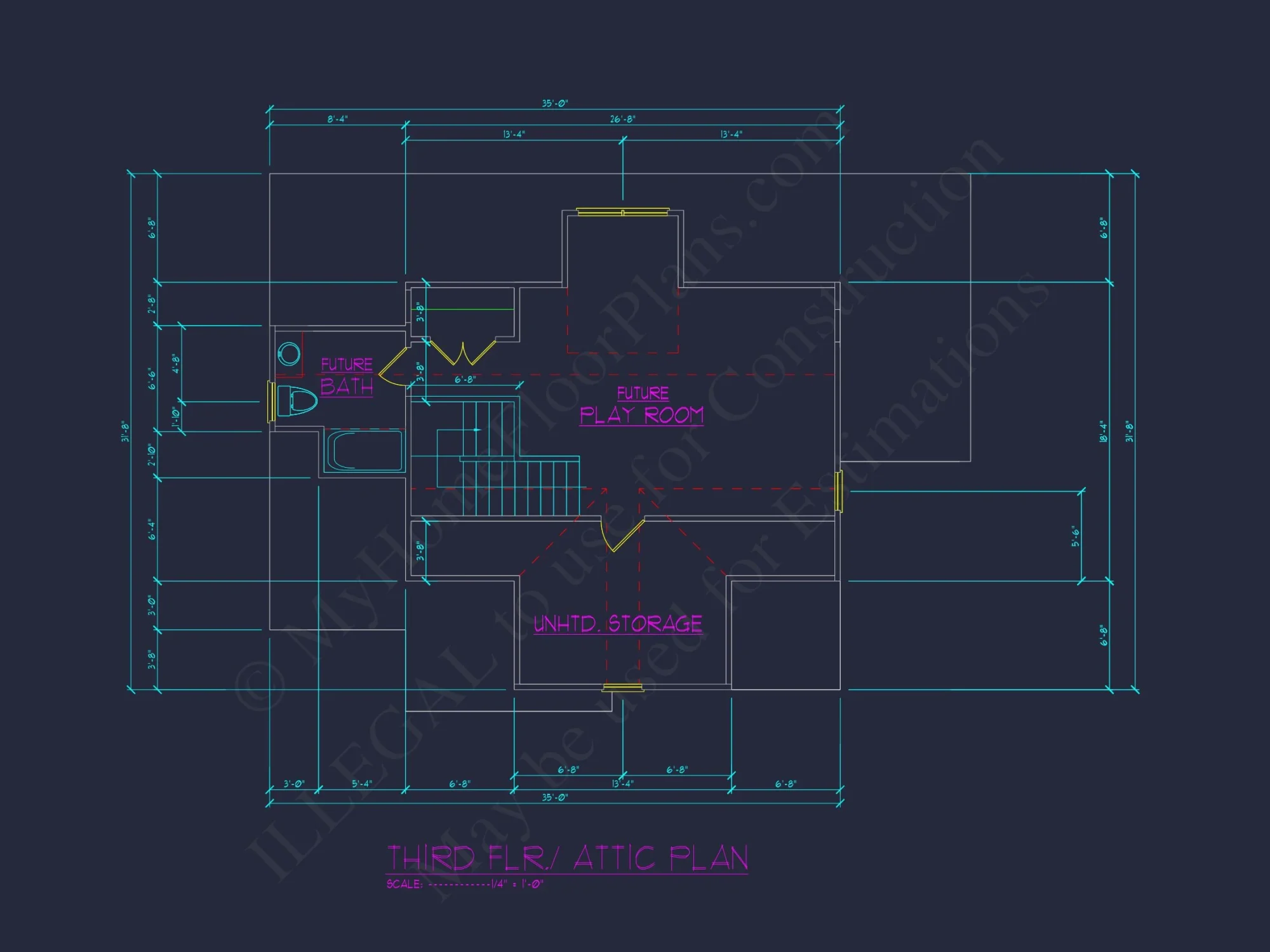 Custom house Floor Plan with 4 Beds, 2.5 Stories & Garage