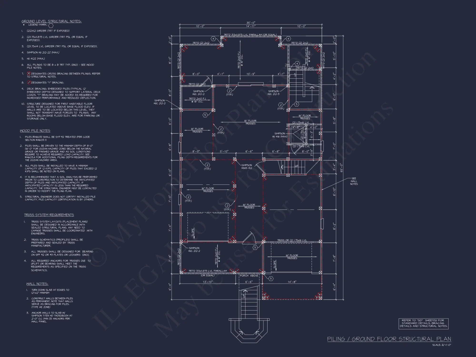 Modern Coastal house Floor Plan with Architectural Designs
