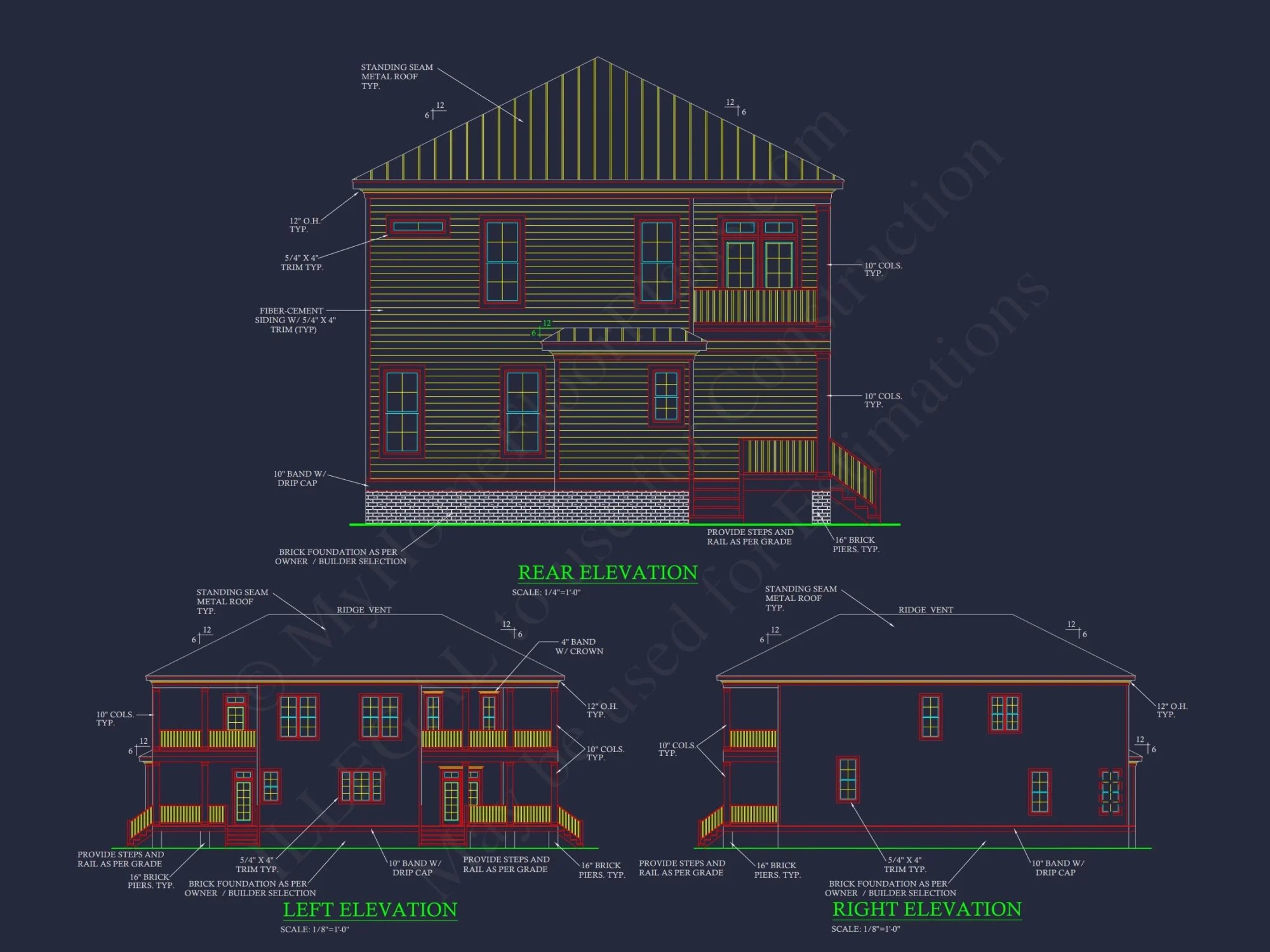 Southern Colonial Farmhouse house Plan with Detailed CAD Designs