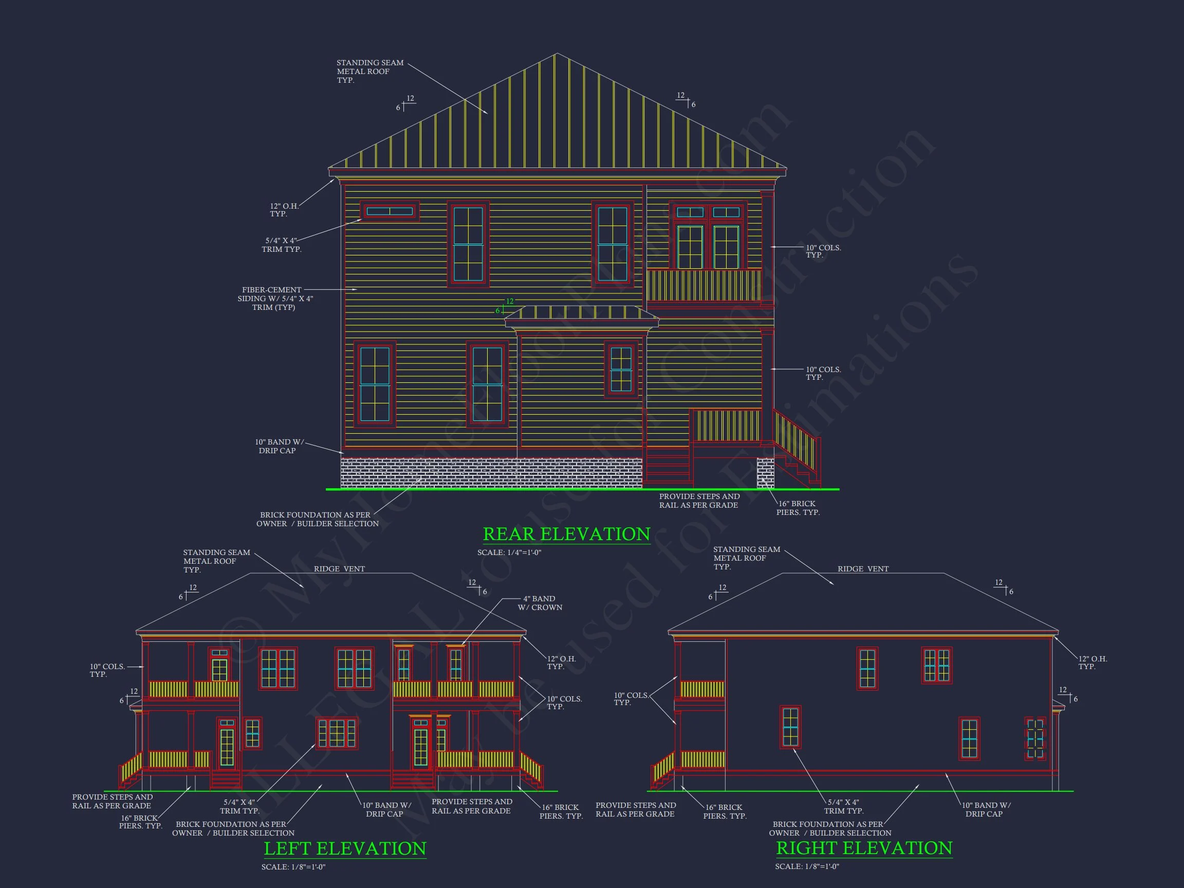 Southern Colonial Farmhouse house Plan with Detailed CAD Designs