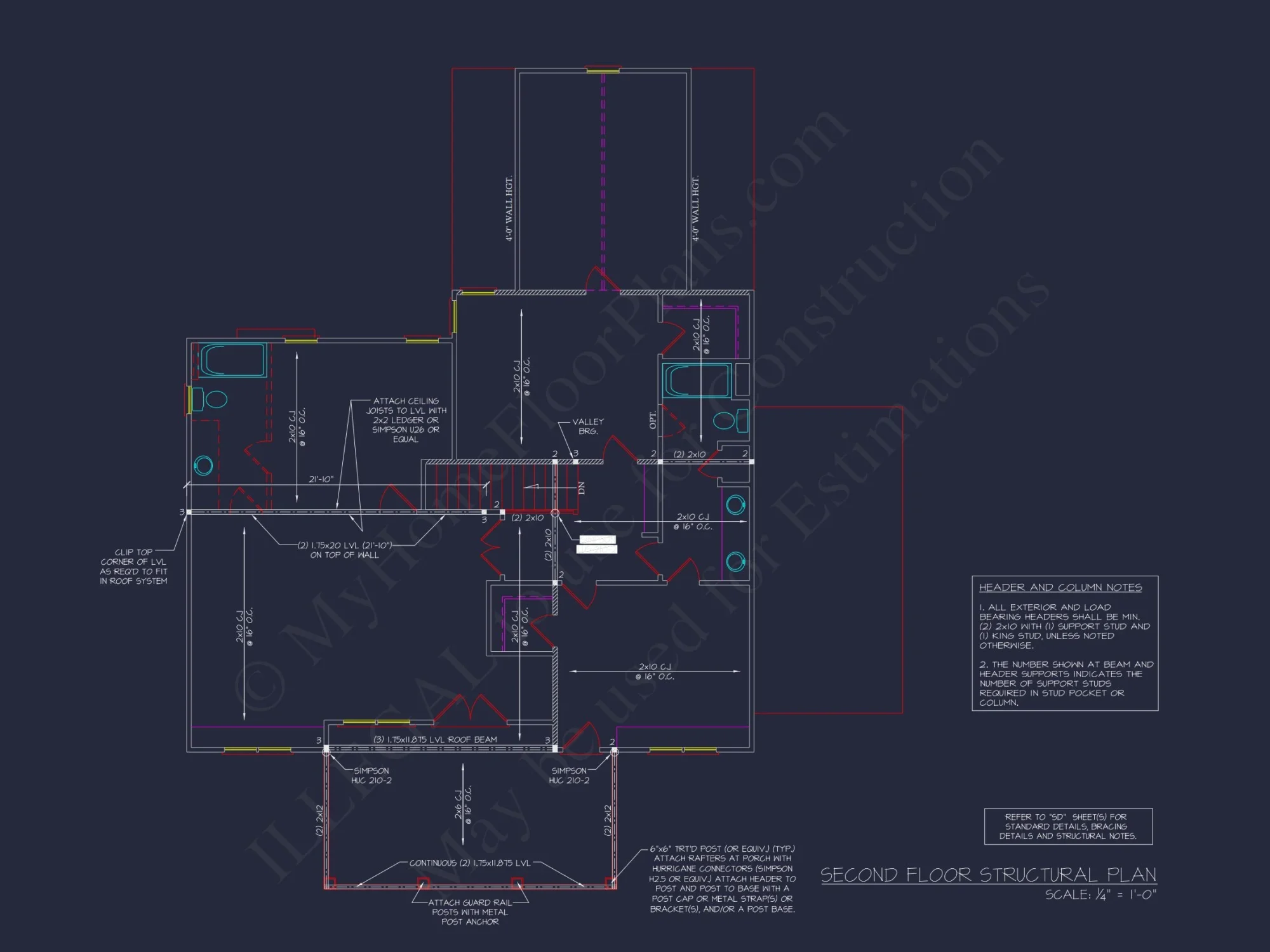 Modern Craftsman house Floor Plan with Detailed Blueprint Designs