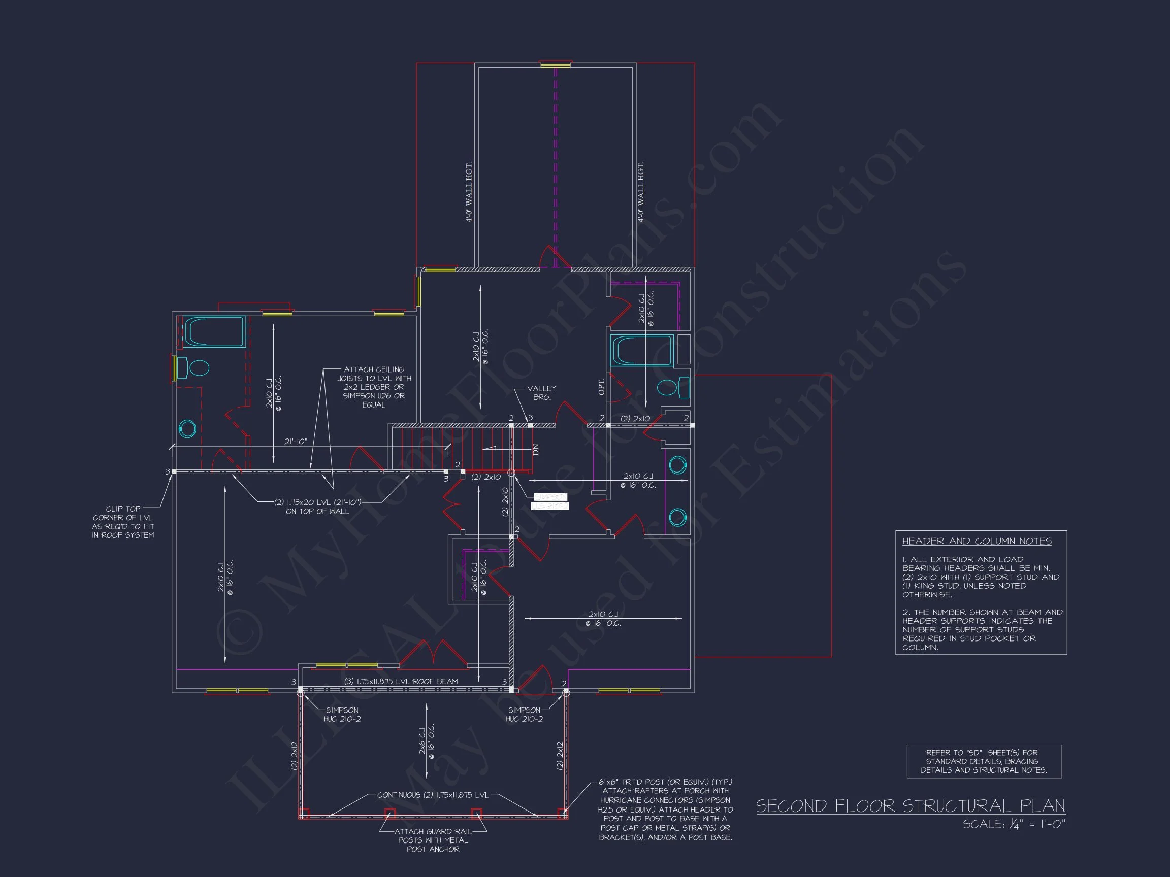 Modern Craftsman house Floor Plan with Detailed Blueprint Designs