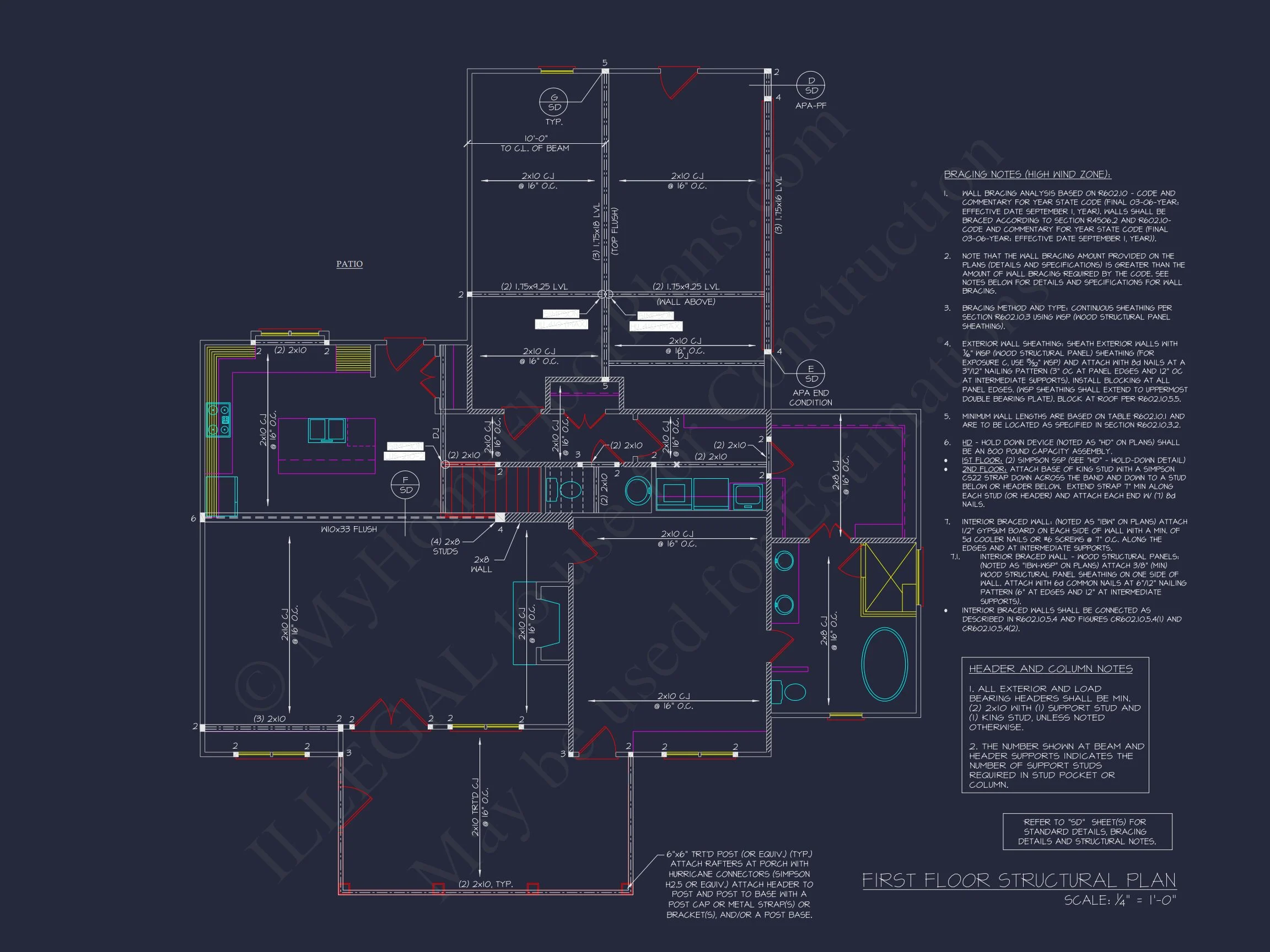 Modern Craftsman house Floor Plan with Detailed Blueprint Designs