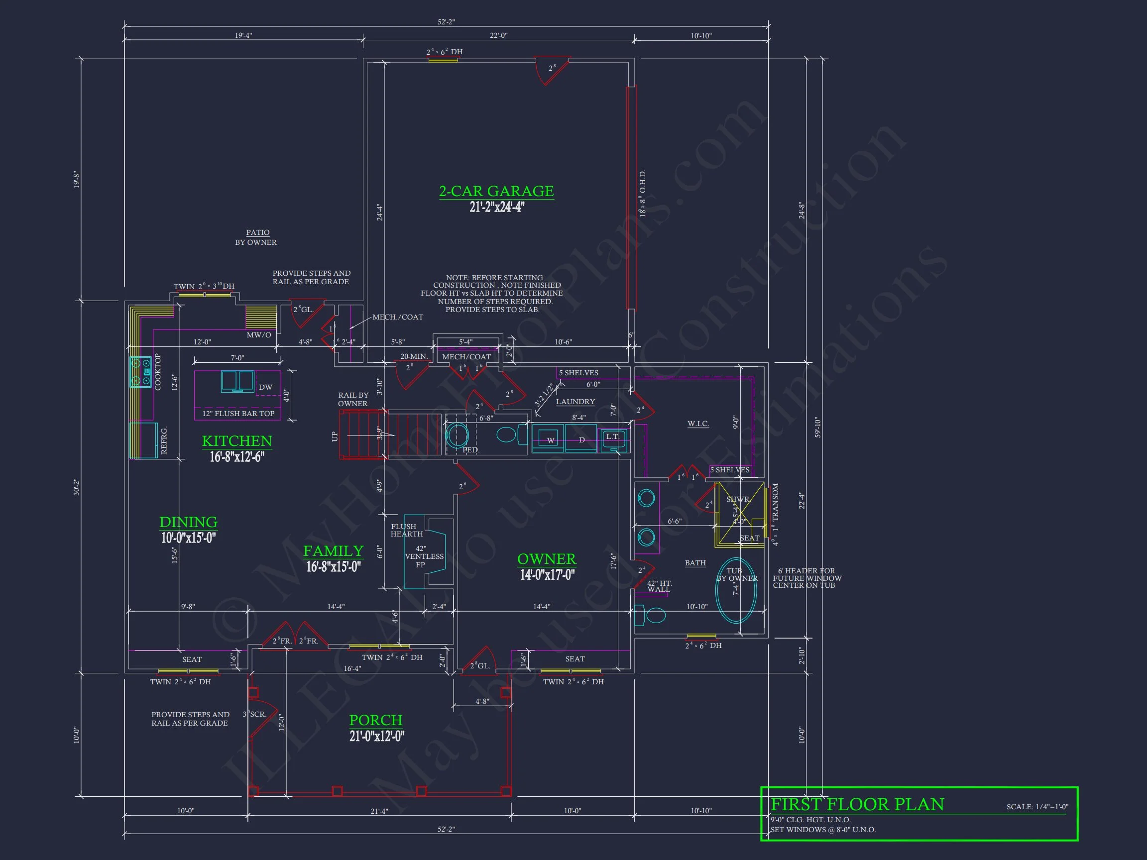 Modern Craftsman house Floor Plan with Detailed Blueprint Designs