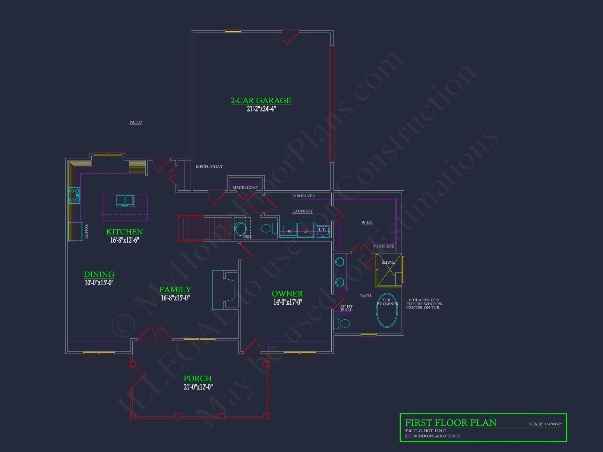 Modern Craftsman house Floor Plan with Detailed Blueprint Designs