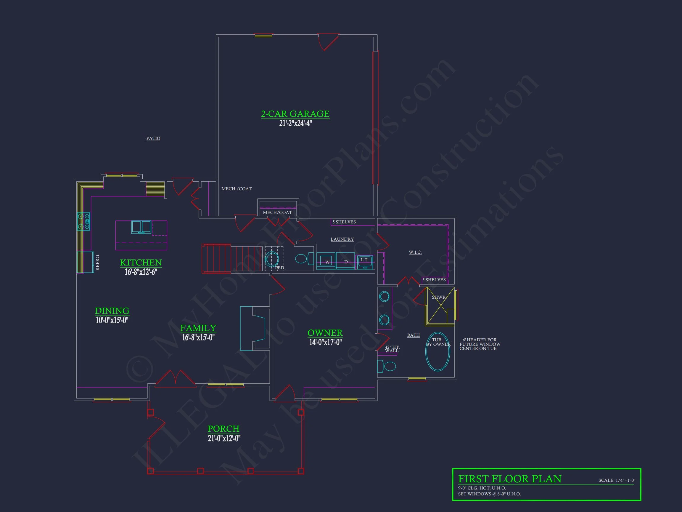 Modern Craftsman house Floor Plan with Detailed Blueprint Designs
