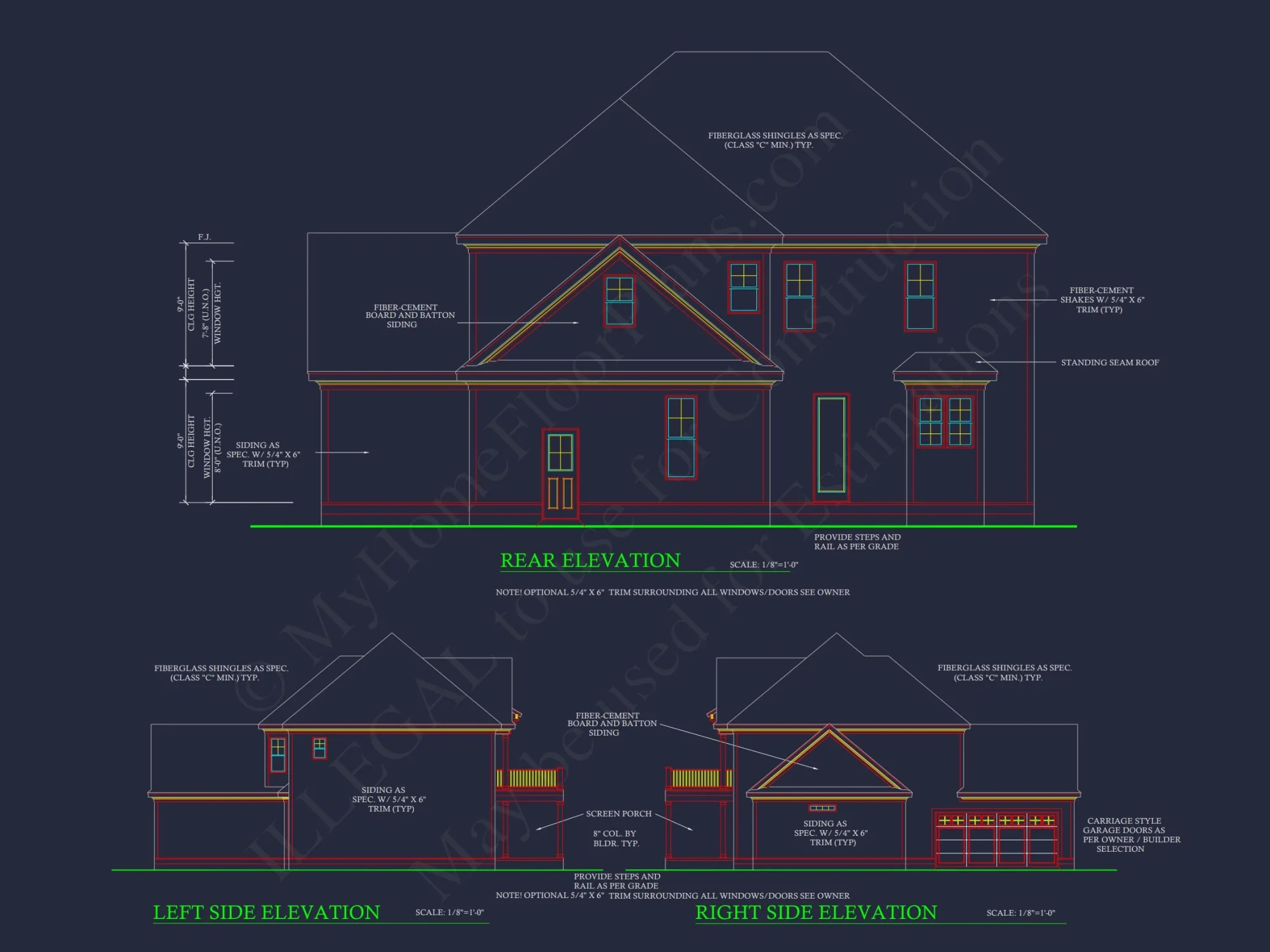 Modern Craftsman house Floor Plan with Detailed Blueprint Designs