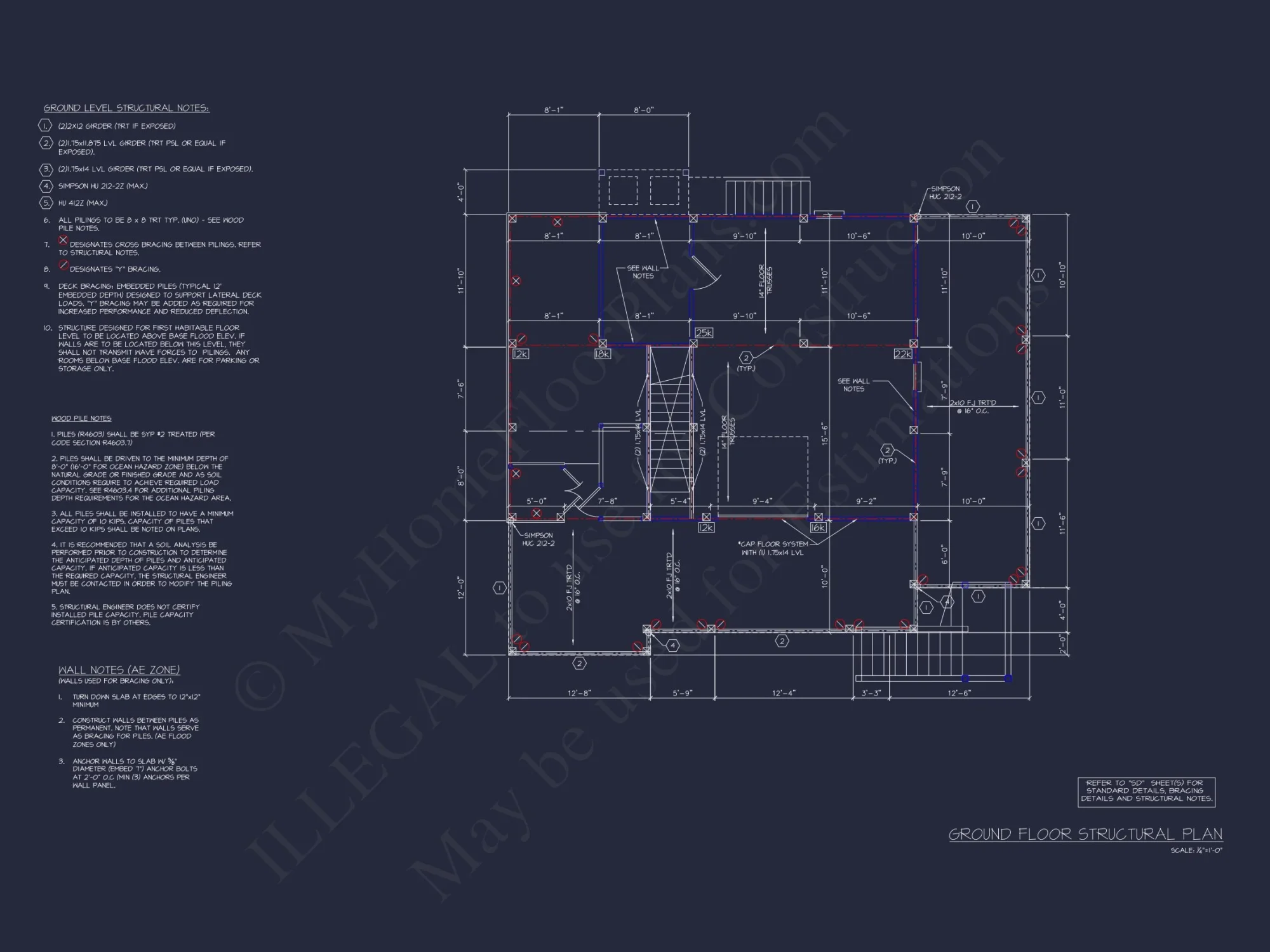 Craftsman Beach house Floor Plan with CAD and Designs