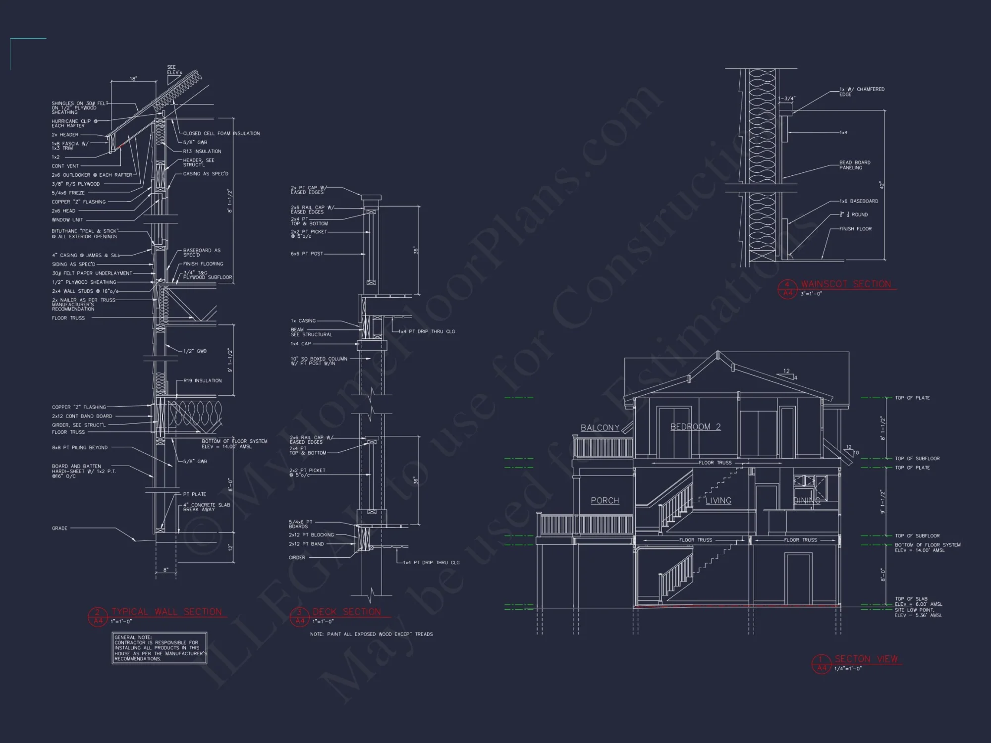 Craftsman Beach house Floor Plan with CAD and Designs