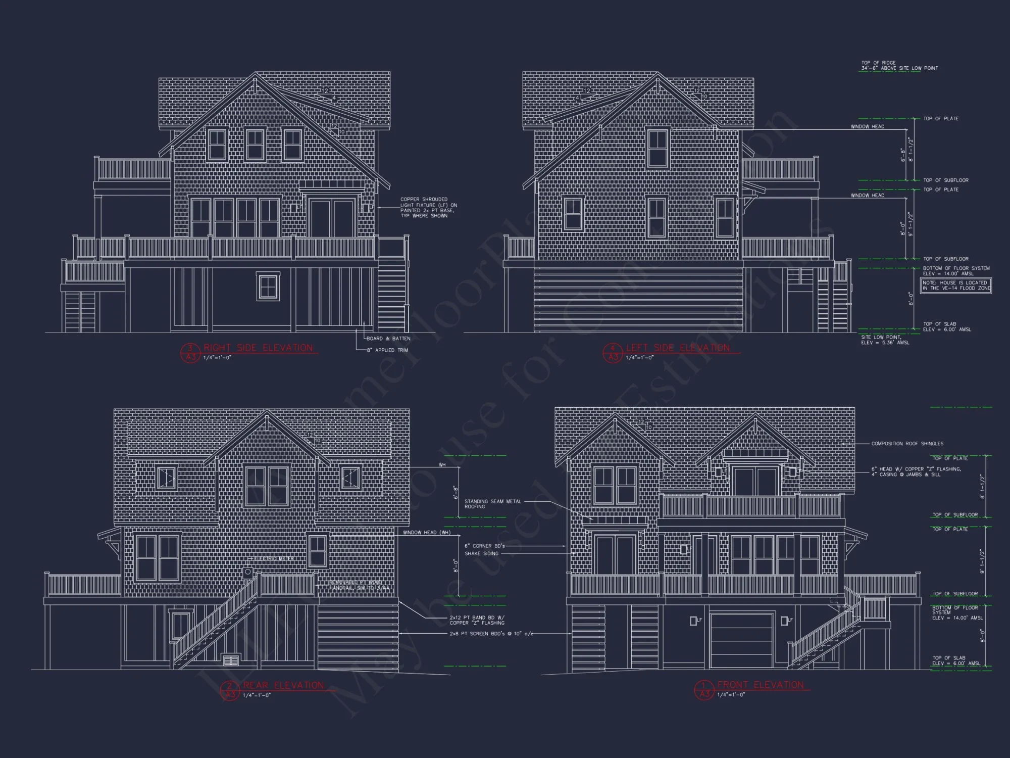 Craftsman Beach house Floor Plan with CAD and Designs