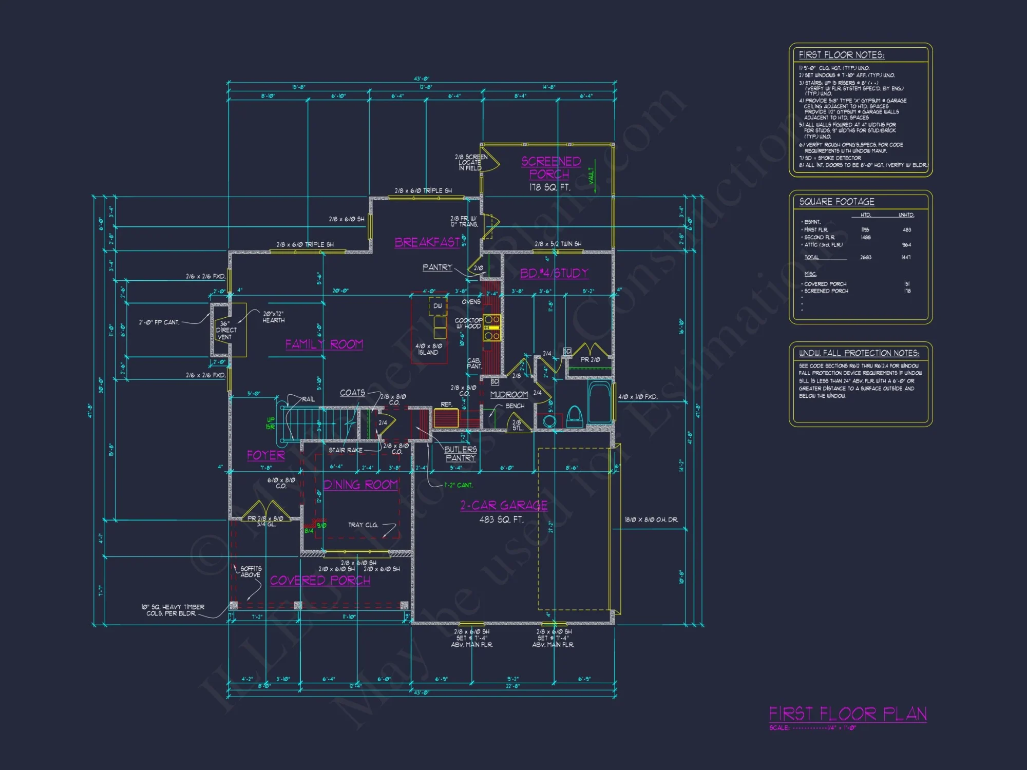 Modern Craftsman house Plan with 3 Floors and Detailed CAD Designs