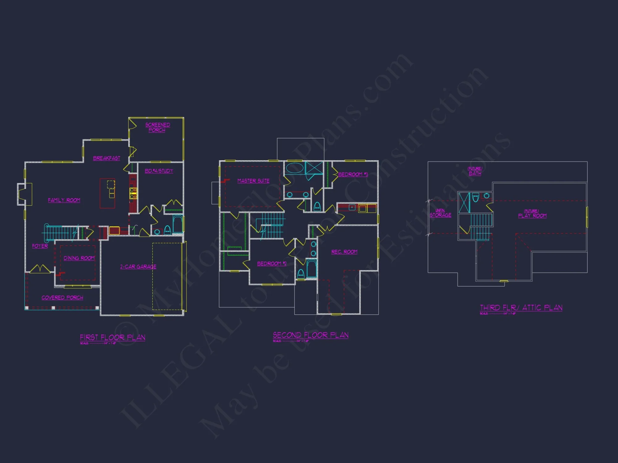 Modern Craftsman house Plan with 3 Floors and Detailed CAD Designs