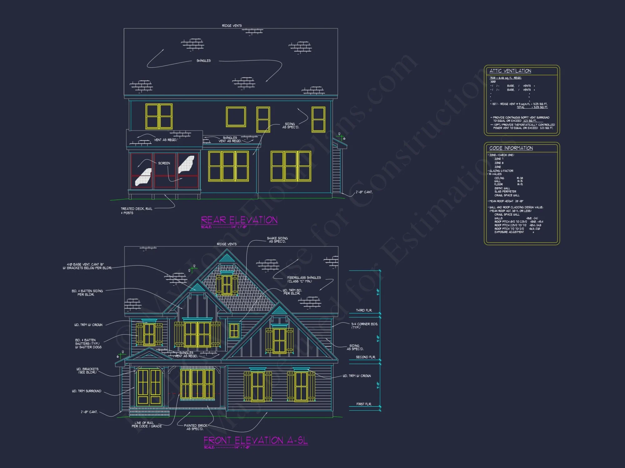 Modern Craftsman house Plan with 3 Floors and Detailed CAD Designs