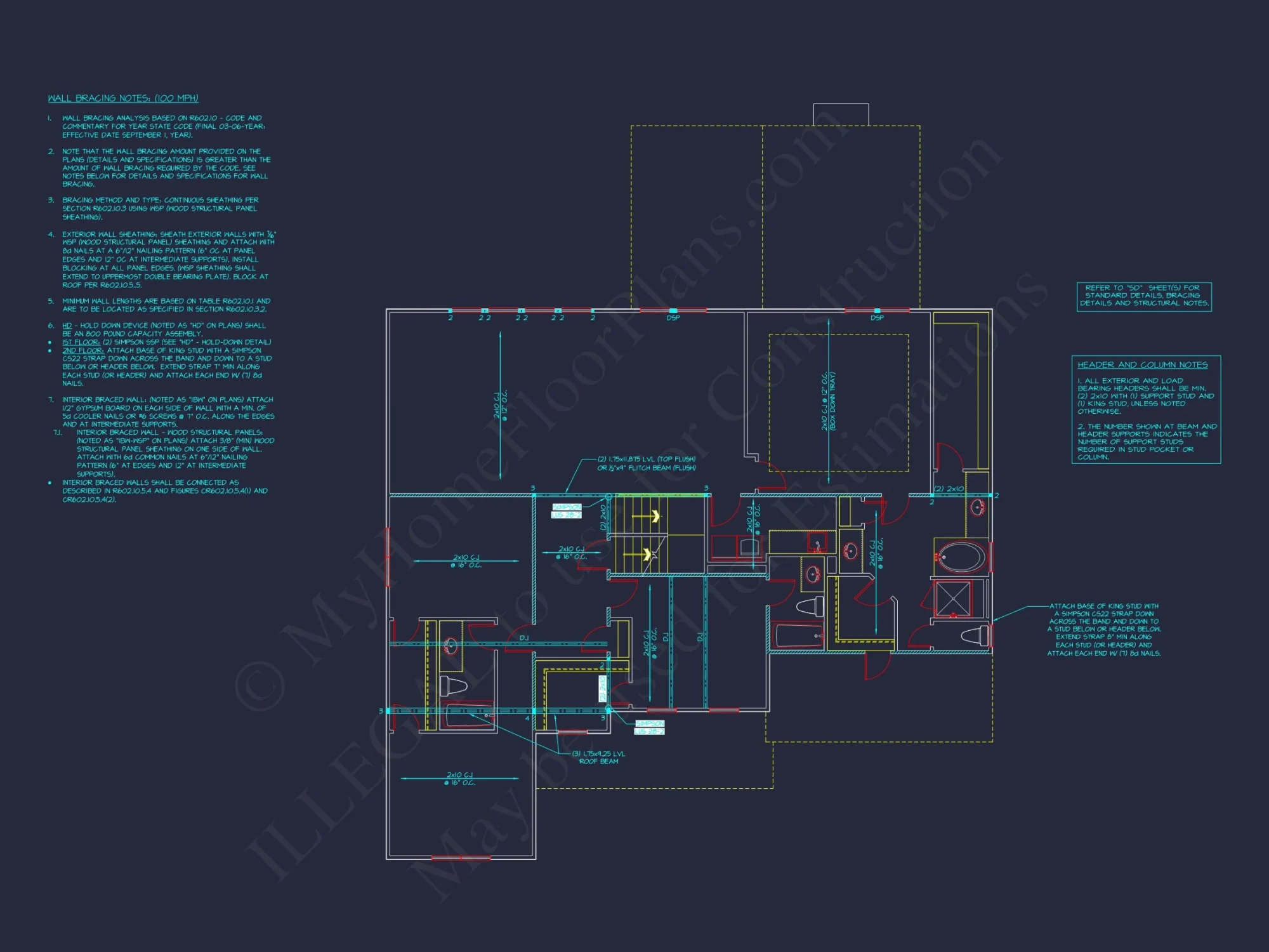 Beautiful house Plan with Detailed CAD Floor Plan and Designs