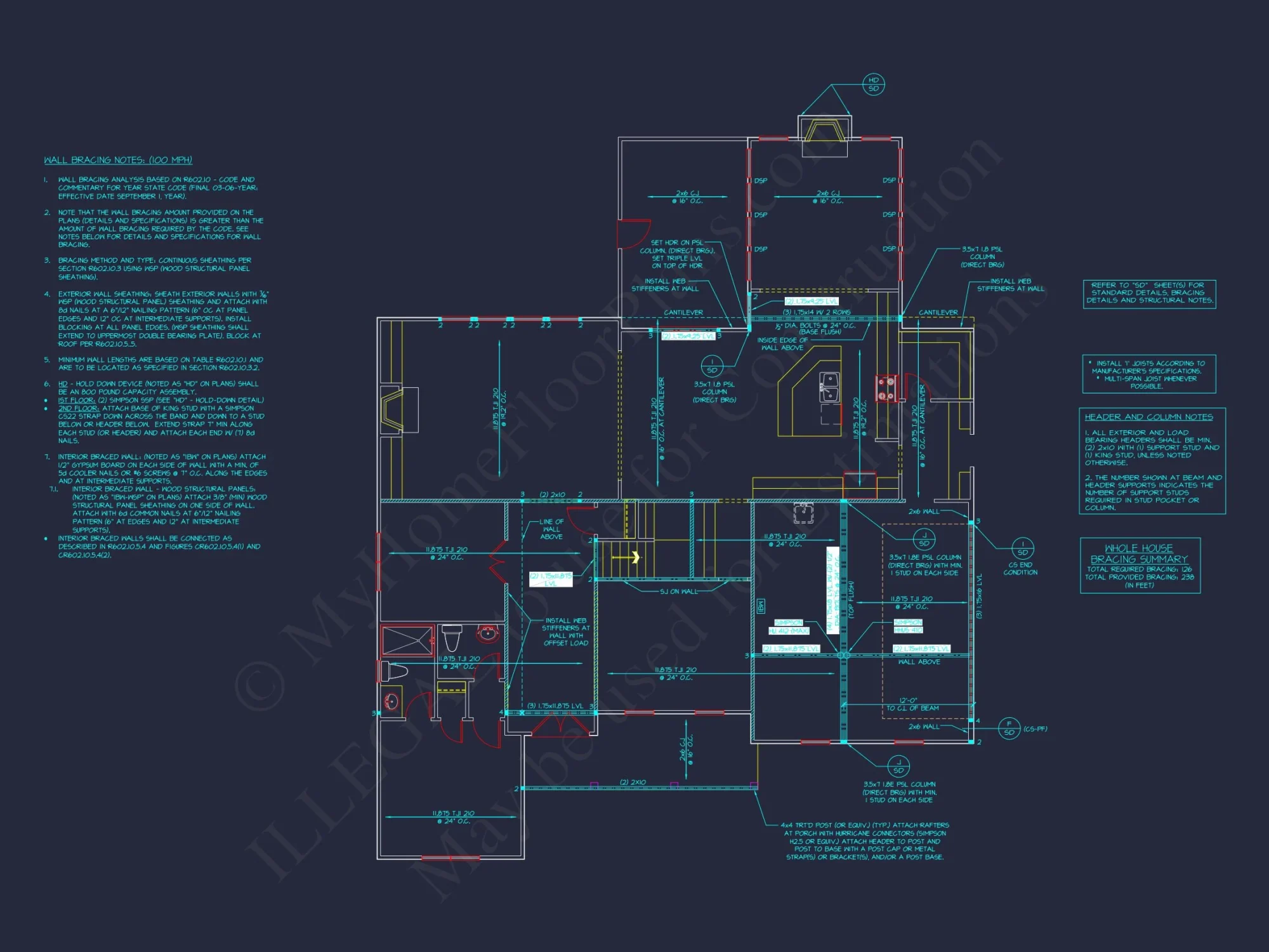 Beautiful house Plan with Detailed CAD Floor Plan and Designs