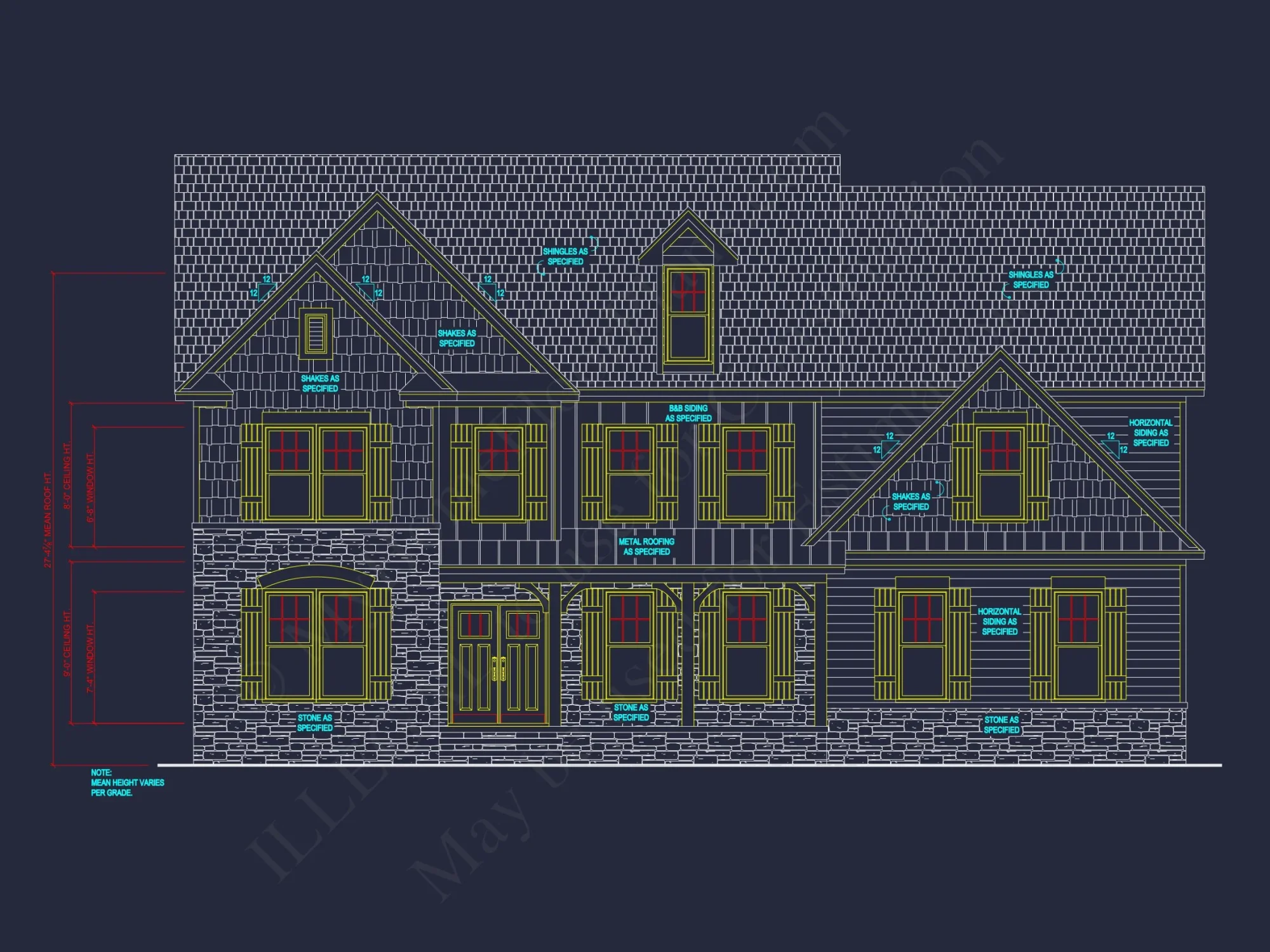 Beautiful house Plan with Detailed CAD Floor Plan and Designs