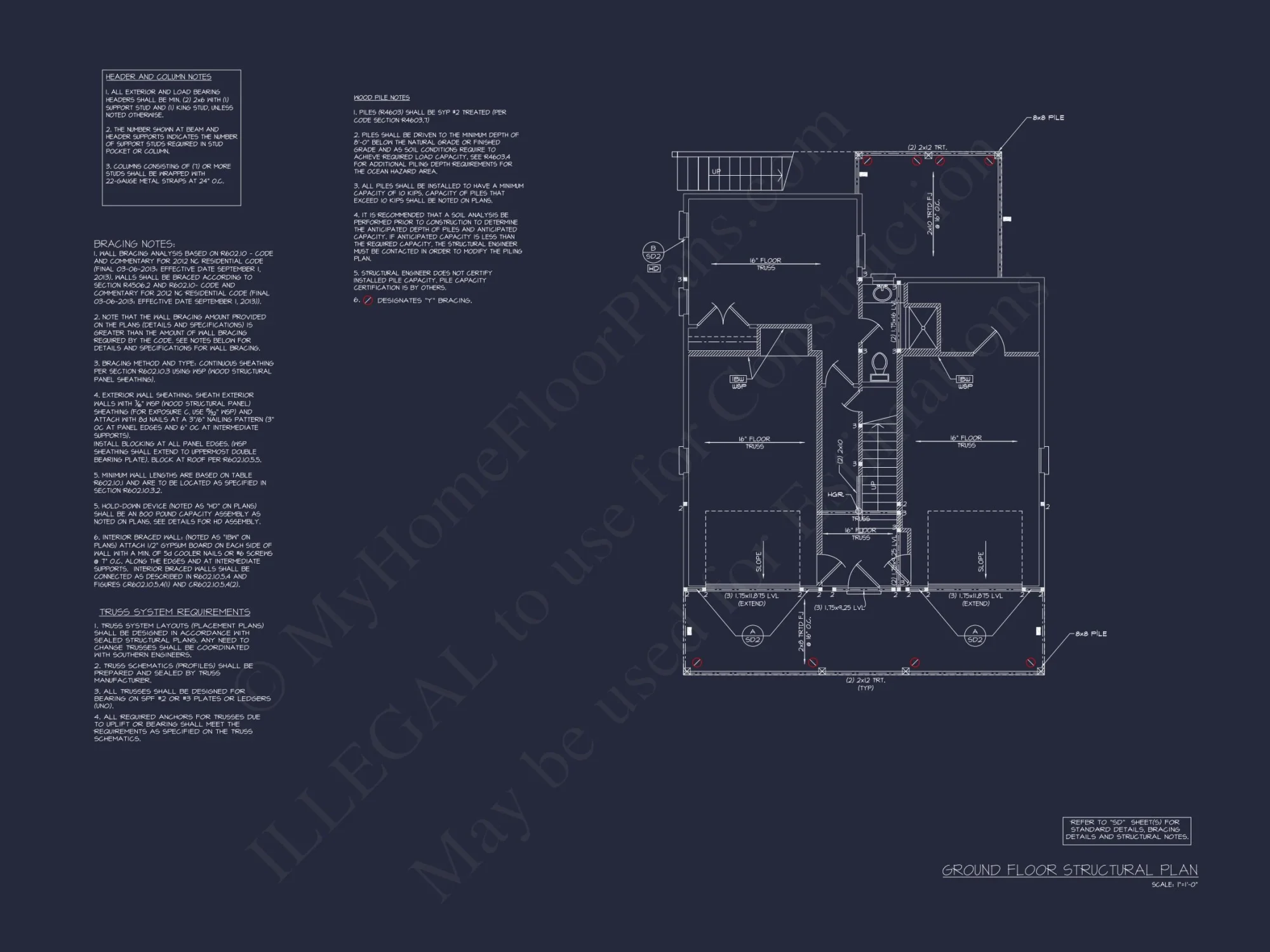 Beach house Floor Plan: 2-Story CAD Designs with 4 Bedrooms