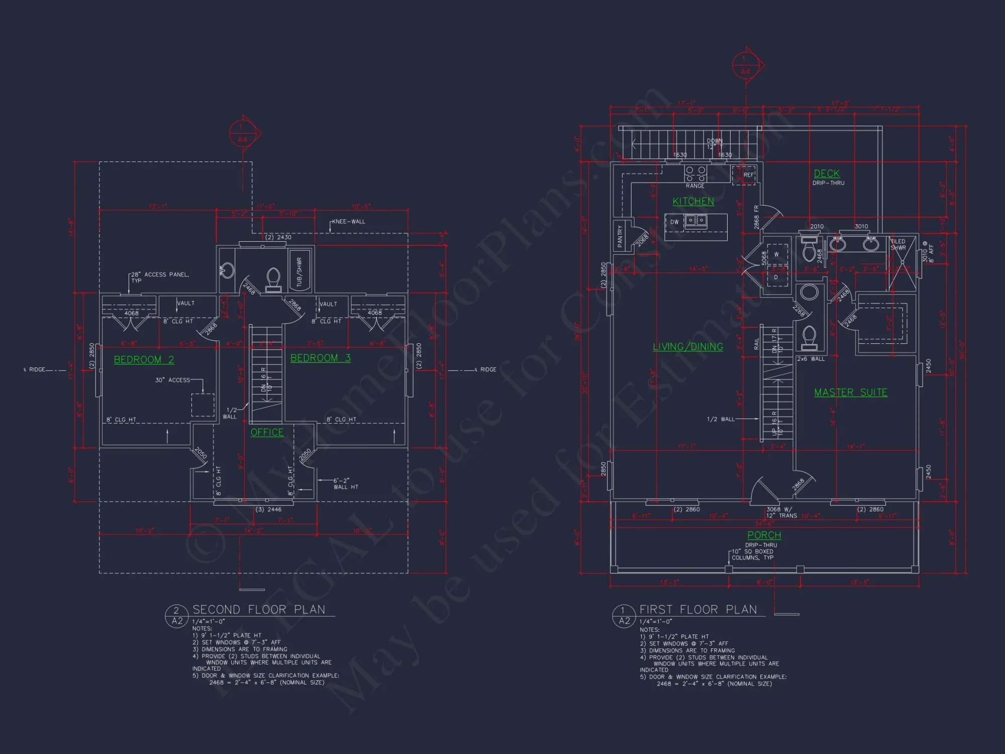 Beach house Floor Plan: 2-Story CAD Designs with 4 Bedrooms