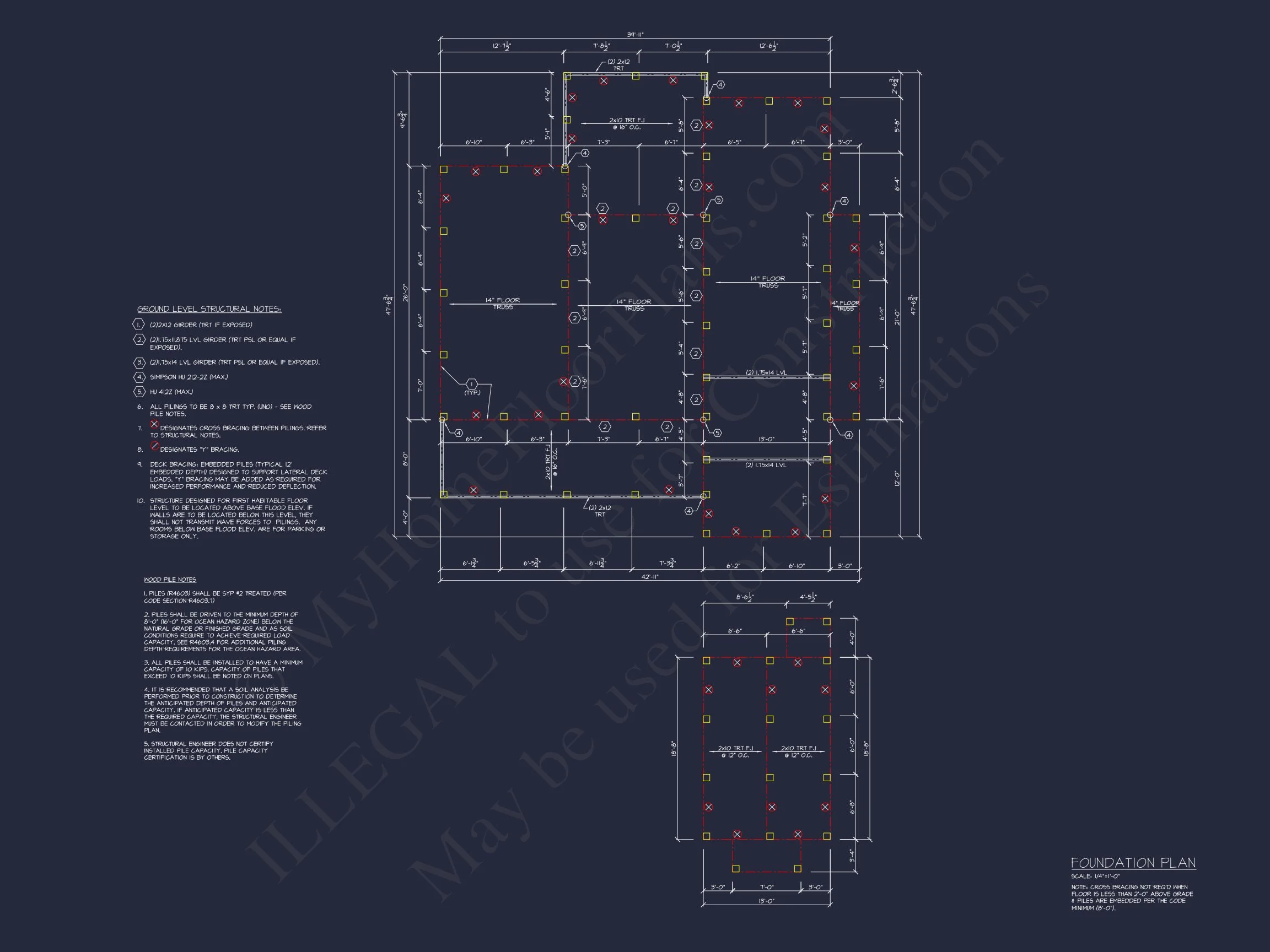 17-1008 HOUSE PLAN - Charming Beach House Plan: Architectural Floor Designs in CAD 12 Charming Beach house Plan: Architectural Floor Designs in CAD