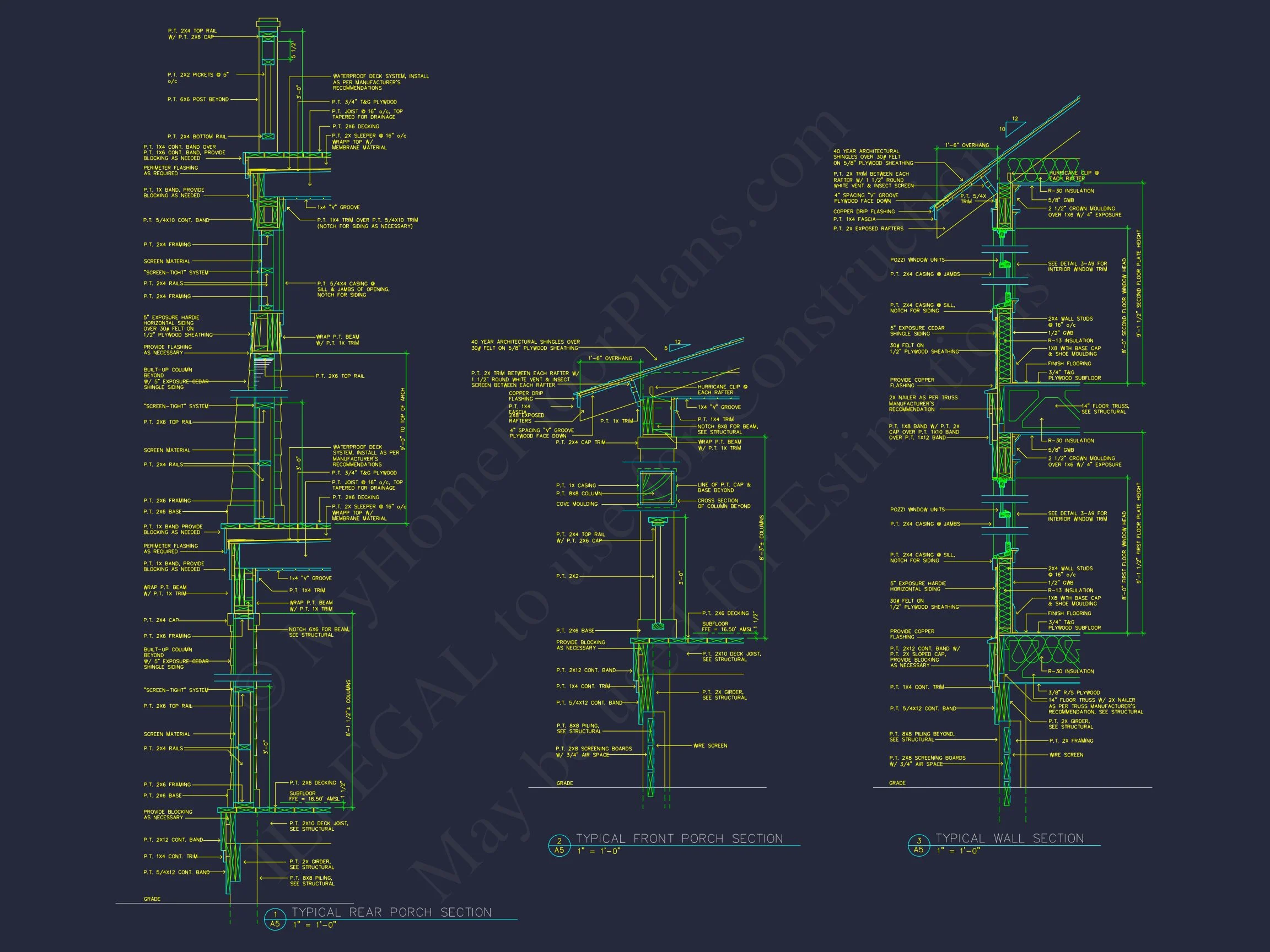 17-1008 HOUSE PLAN - Charming Beach House Plan: Architectural Floor Designs in CAD 11 Charming Beach house Plan: Architectural Floor Designs in CAD