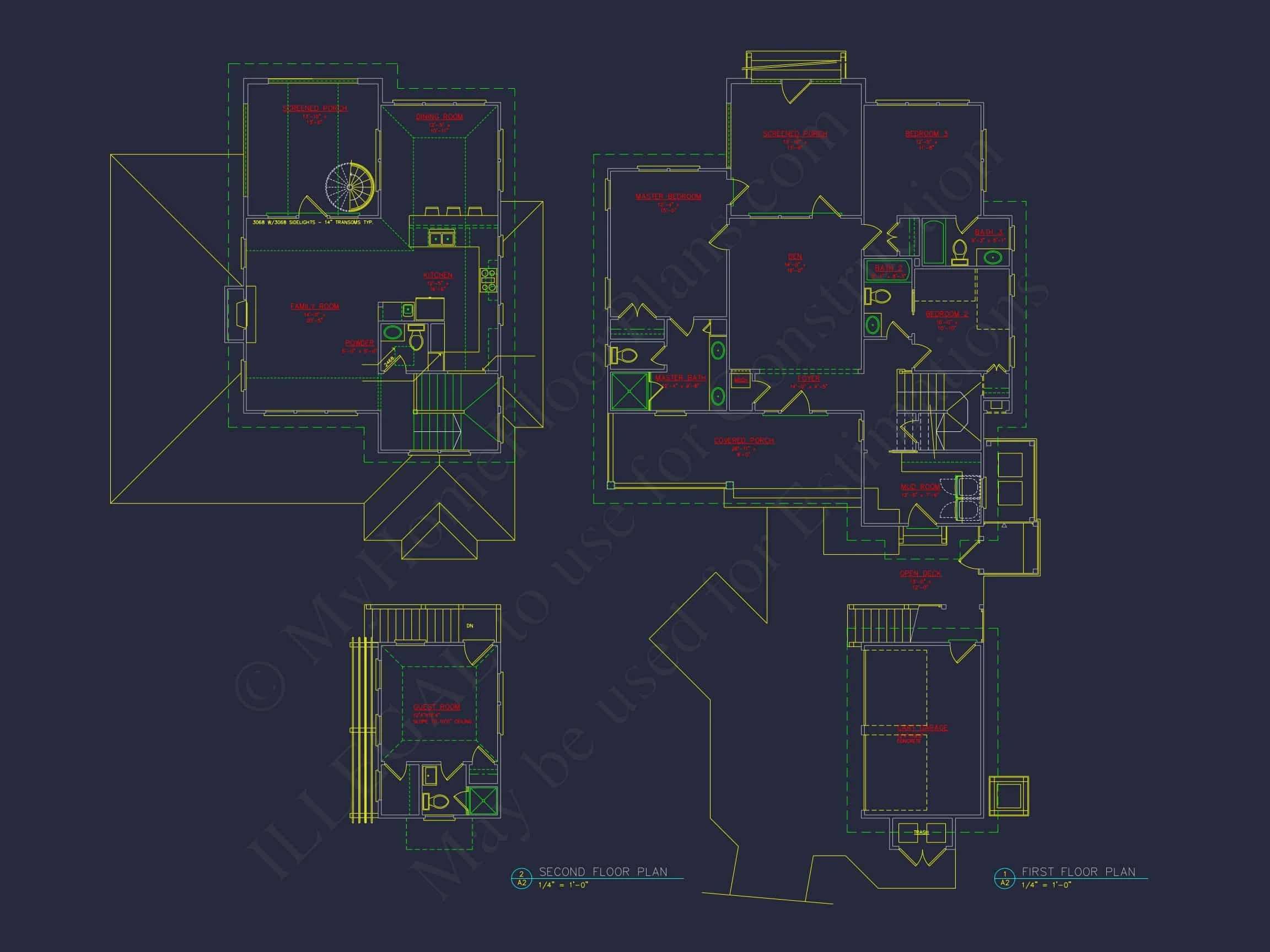 17-1008 HOUSE PLAN - Charming Beach House Plan: Architectural Floor Designs in CAD 5 Charming Beach house Plan: Architectural Floor Designs in CAD