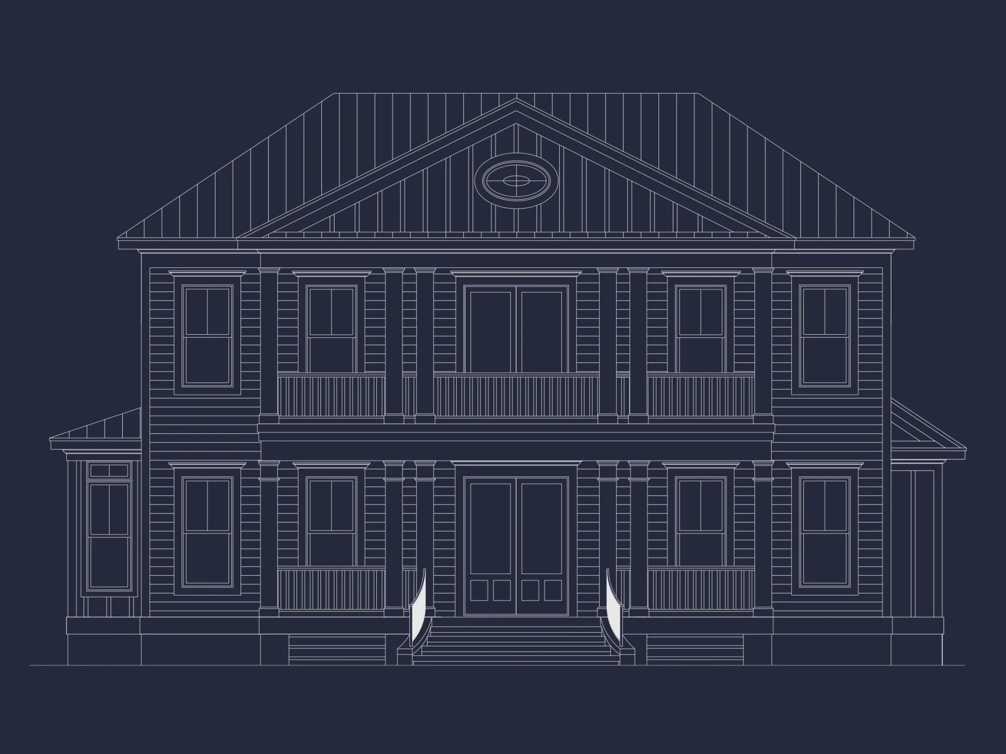 Elegant house Plan with 2 Story Floors, CAD Designs & Blueprints