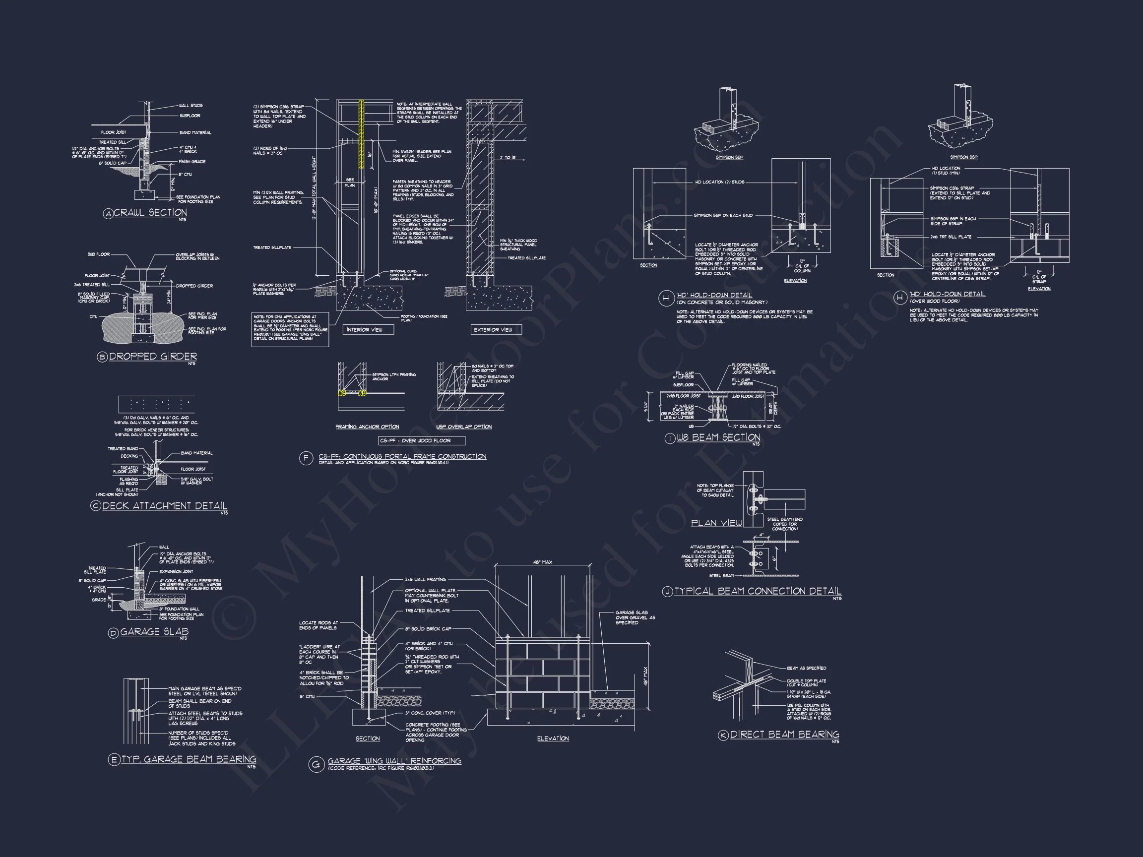 Custom Craftsman house Plan with 4 Beds and CAD Blueprint Designs