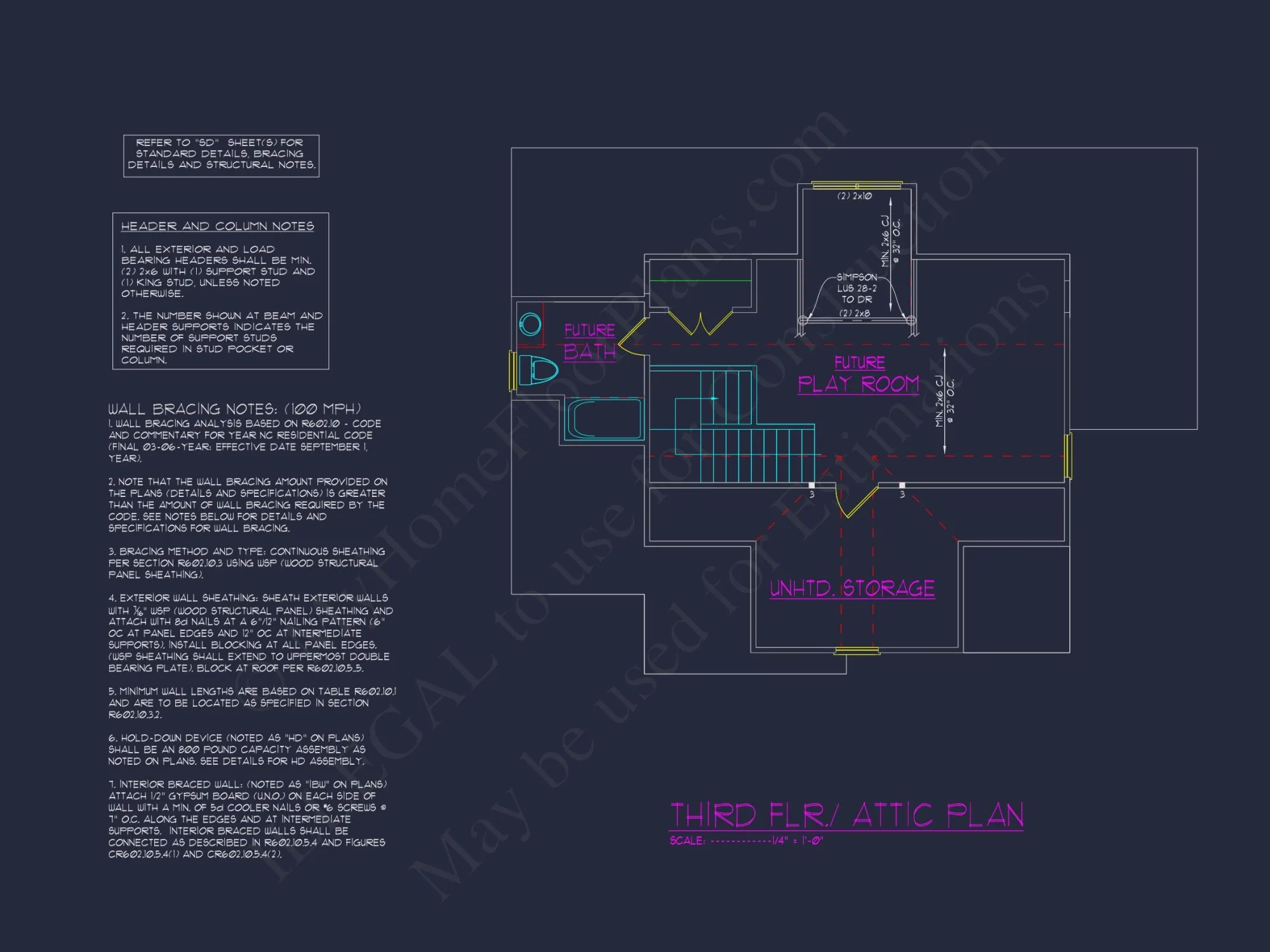 Custom Craftsman house Plan with 4 Beds and CAD Blueprint Designs