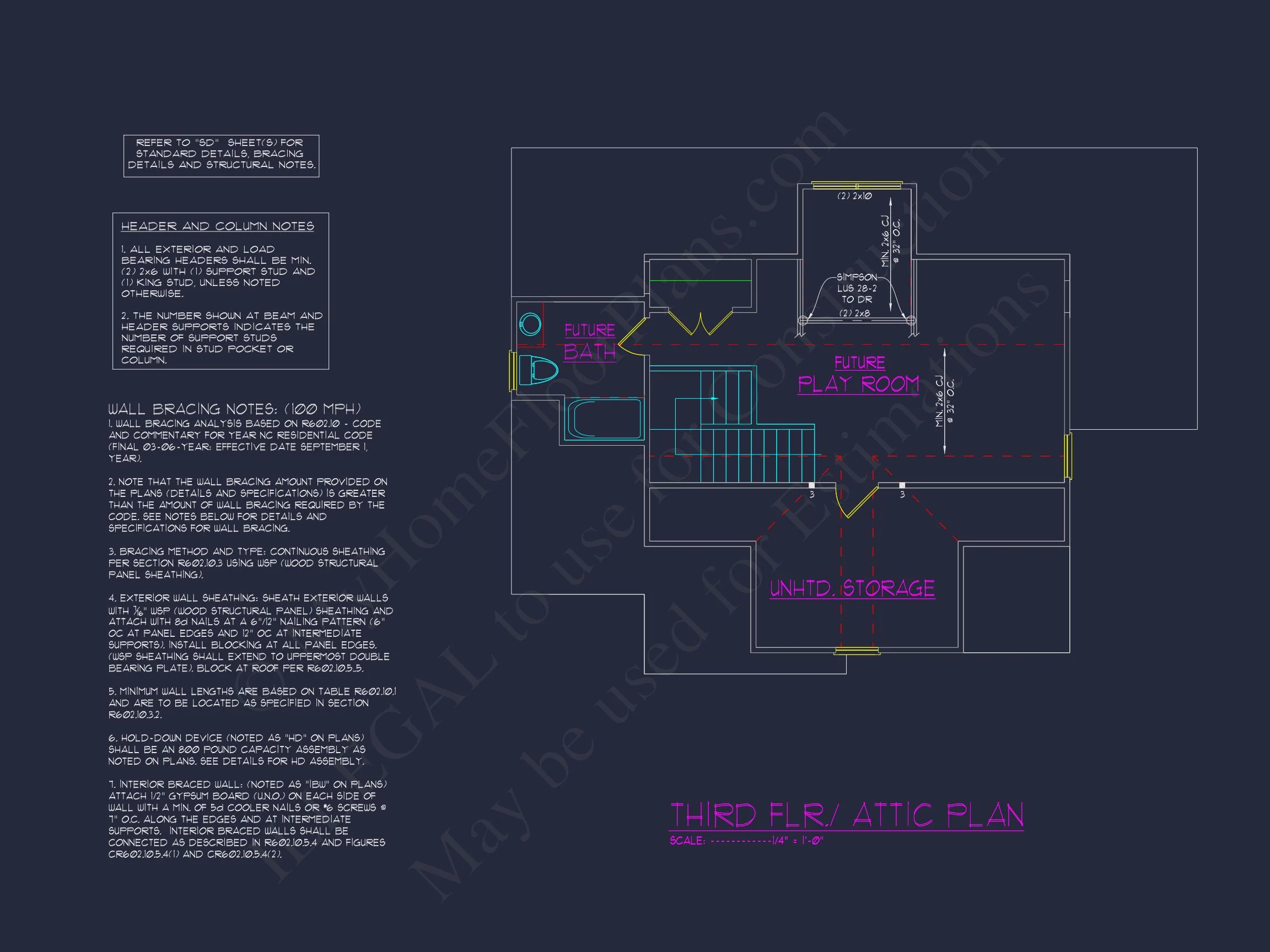 Custom Craftsman house Plan with 4 Beds and CAD Blueprint Designs