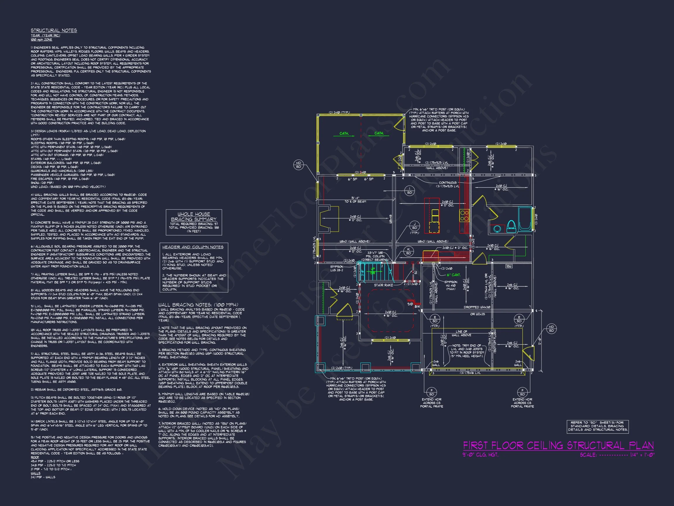 Custom Craftsman house Plan with 4 Beds and CAD Blueprint Designs