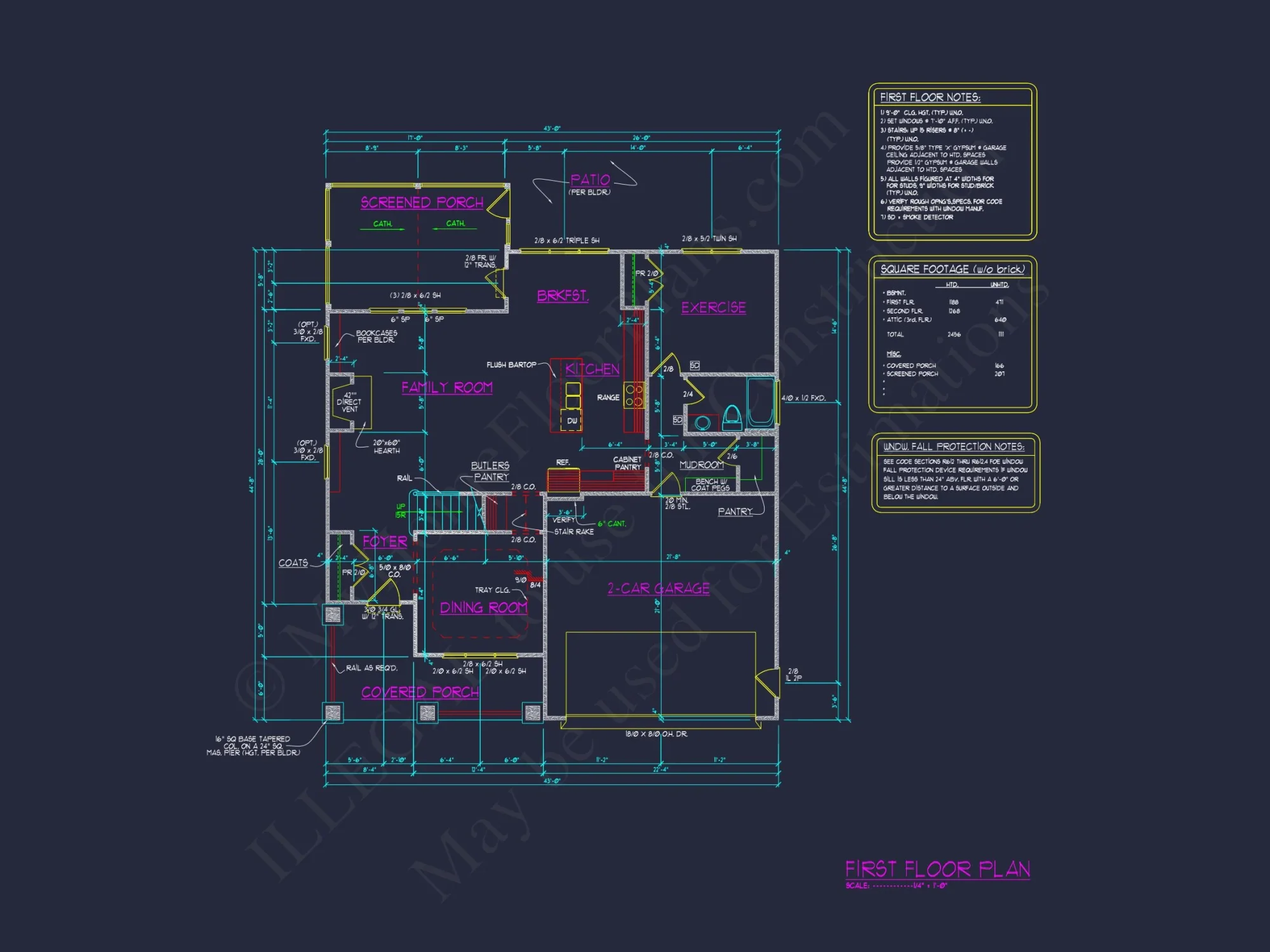 Custom Craftsman house Plan with 4 Beds and CAD Blueprint Designs