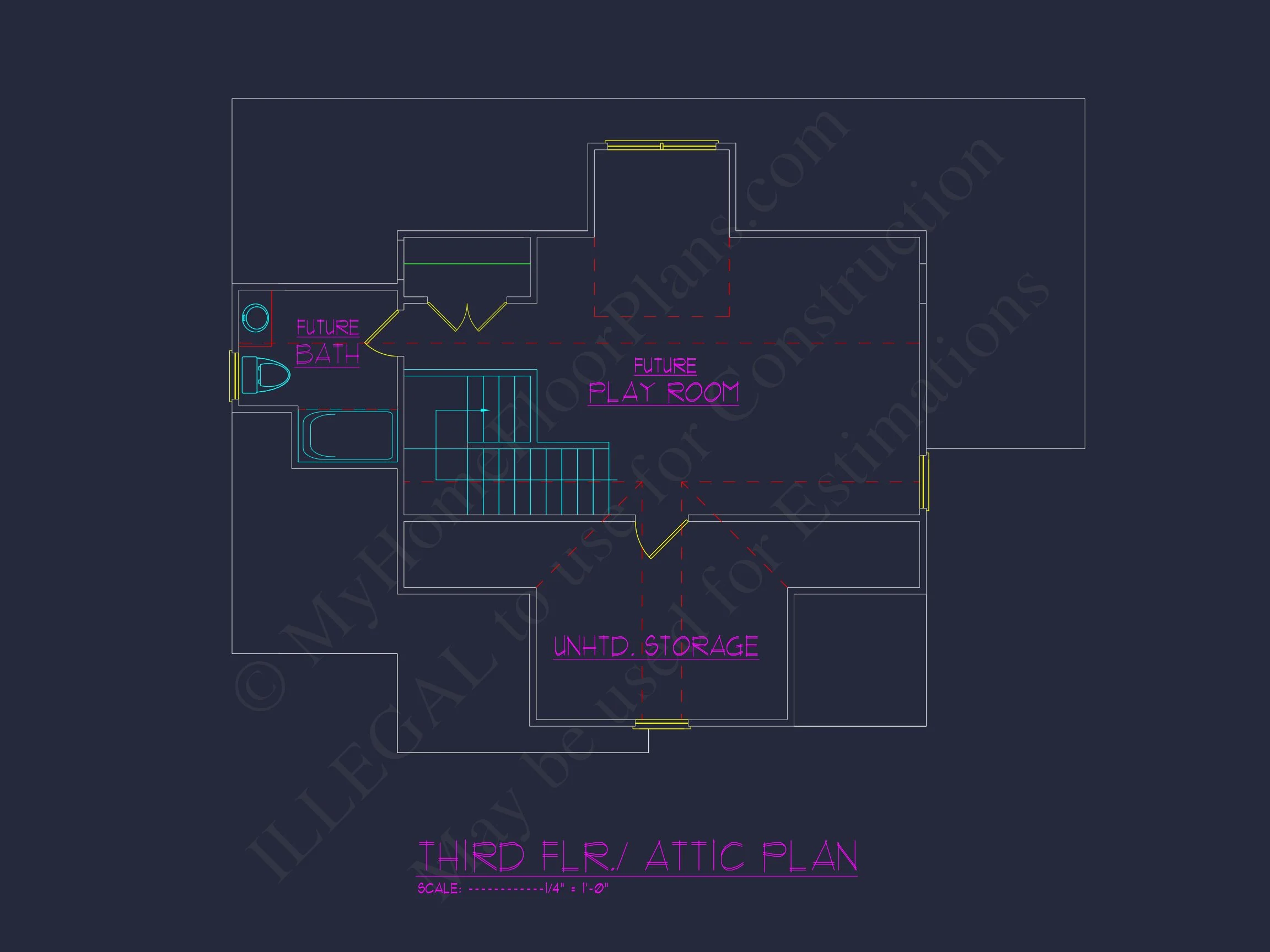 Custom Craftsman house Plan with 4 Beds and CAD Blueprint Designs