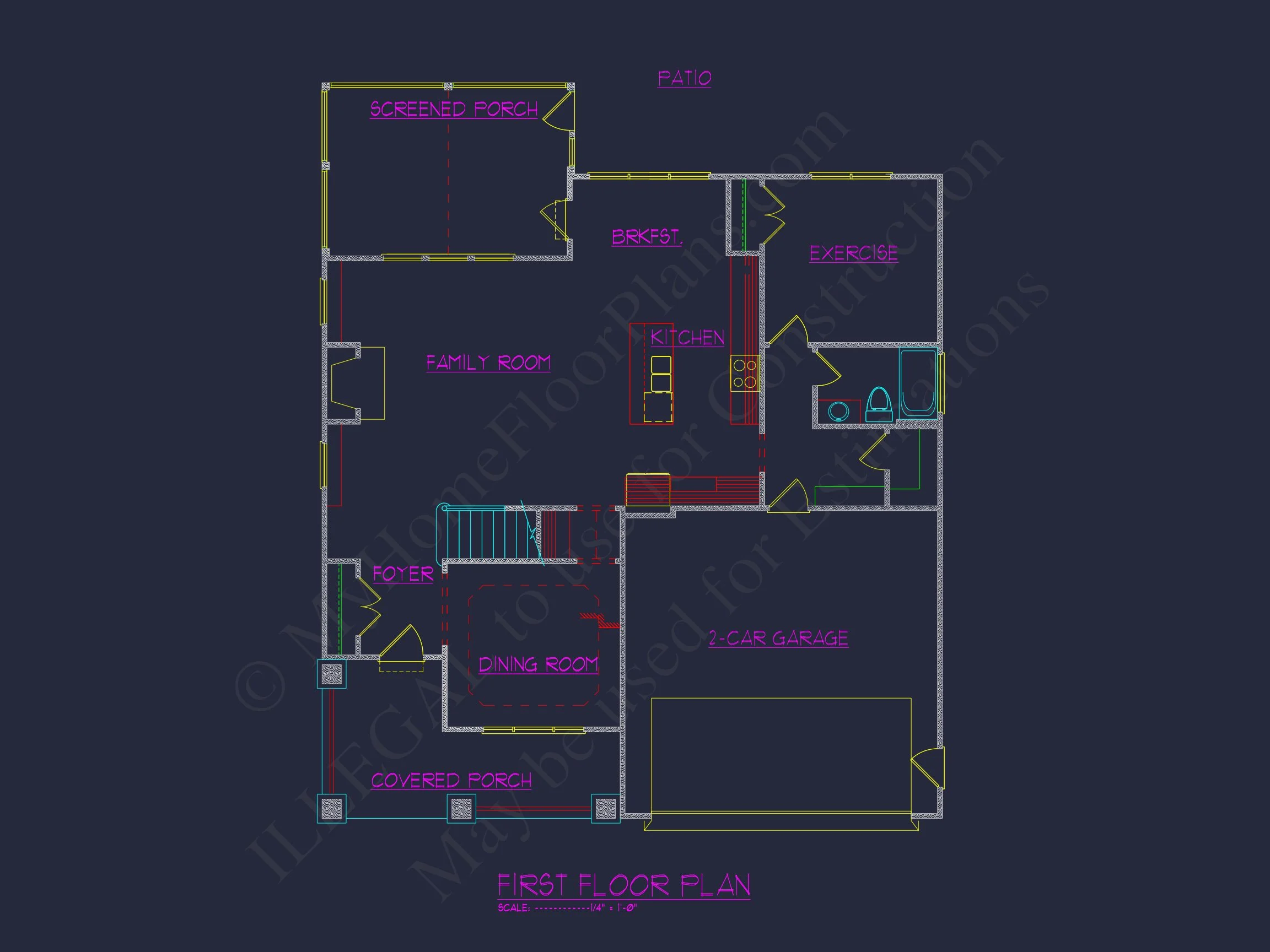 Custom Craftsman house Plan with 4 Beds and CAD Blueprint Designs