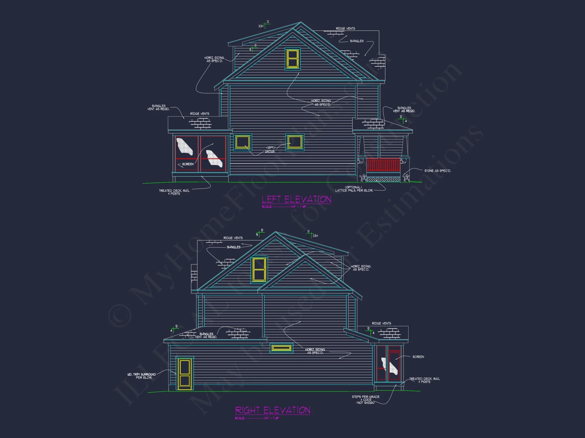Custom Craftsman house Plan with 4 Beds and CAD Blueprint Designs