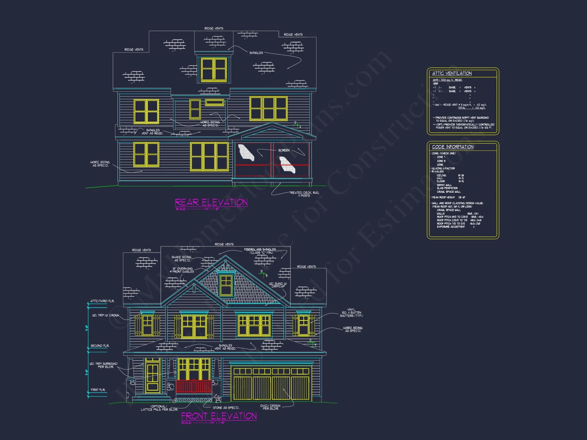 Custom Craftsman house Plan with 4 Beds and CAD Blueprint Designs