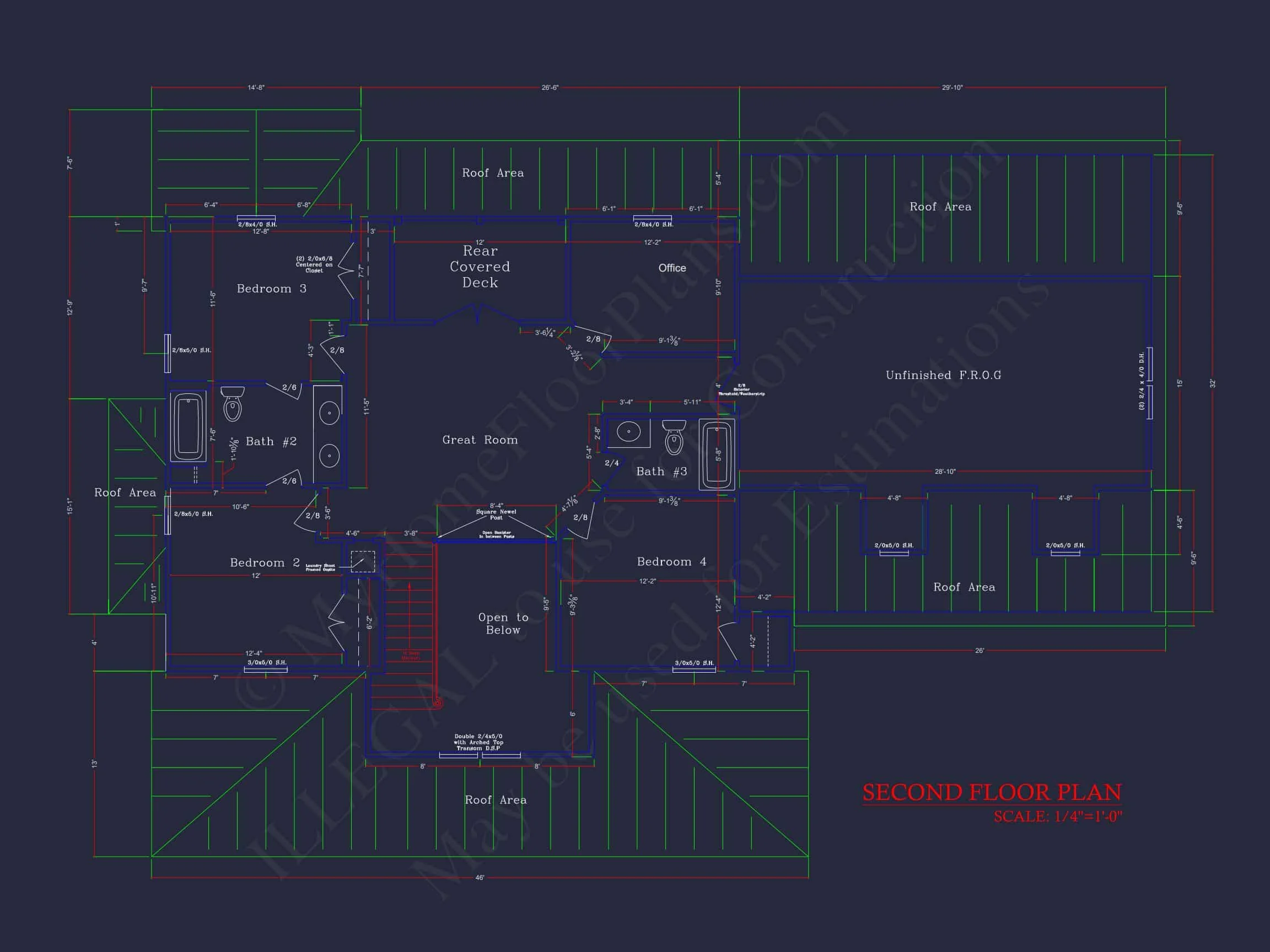 Custom 2-Story house Plan: Architectural CAD Designs & Blueprint