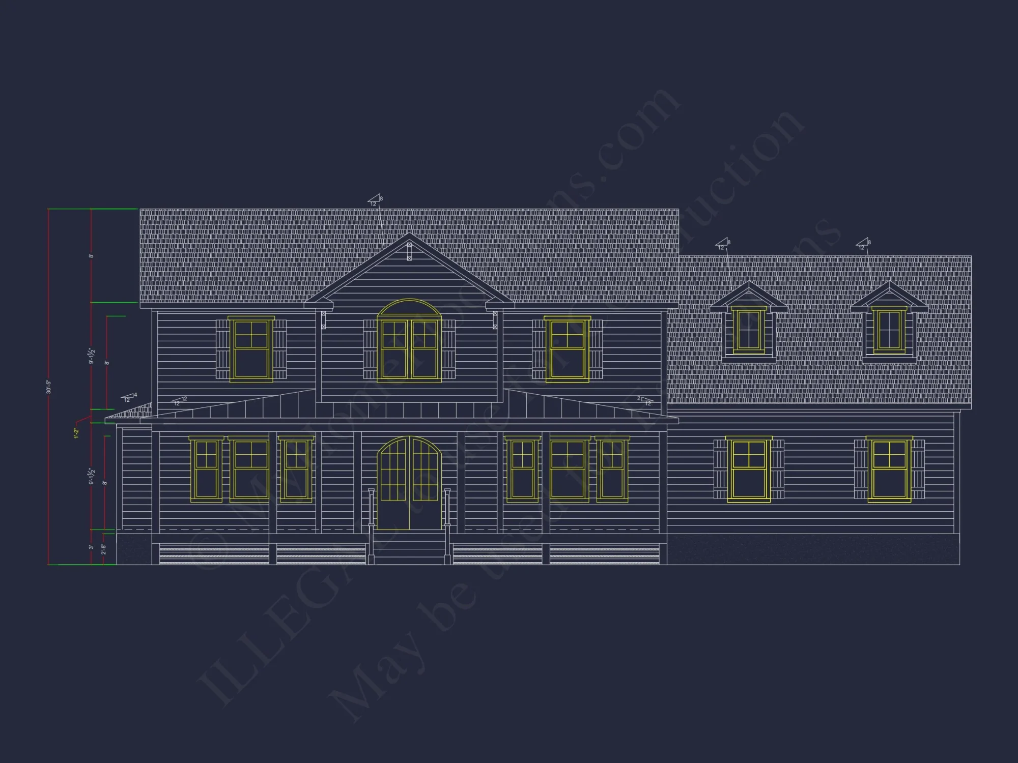 Custom 2-Story house Plan: Architectural CAD Designs & Blueprint