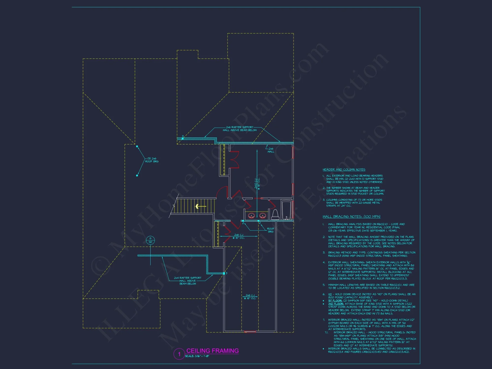 Craftsman house Plan with 4 Bedrooms and CAD Architecture Designs