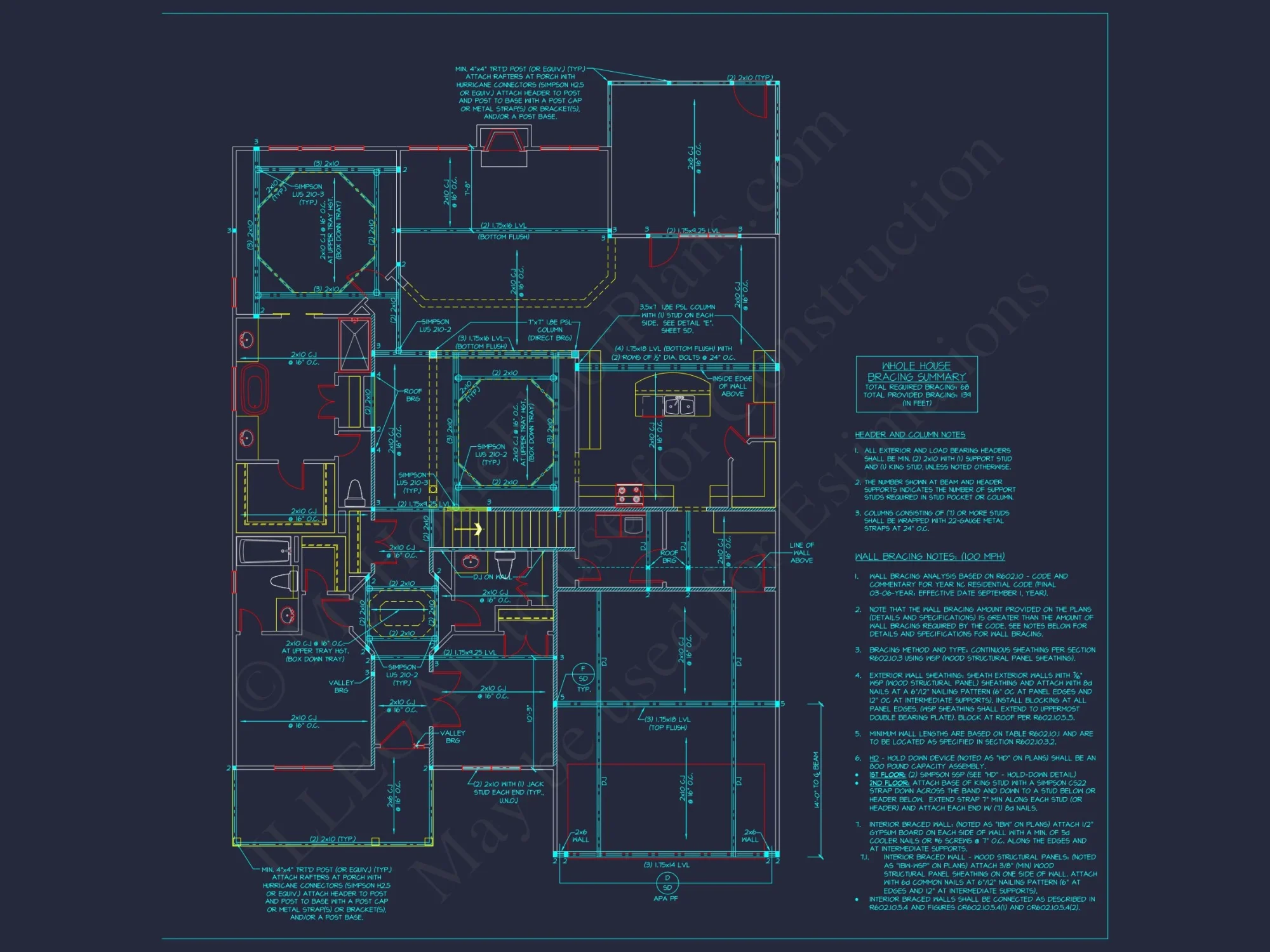 Craftsman house Plan with 4 Bedrooms and CAD Architecture Designs