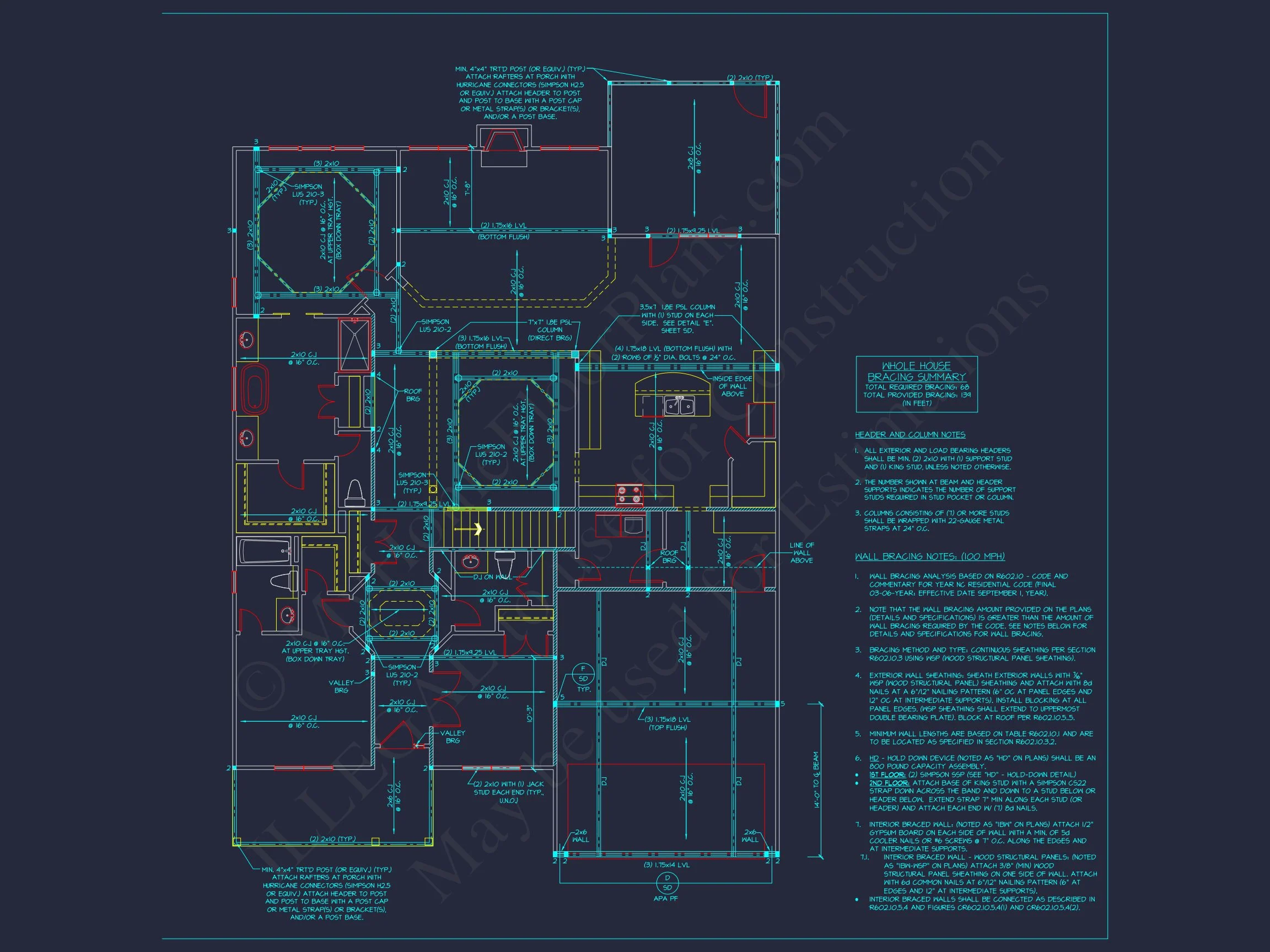 Craftsman house Plan with 4 Bedrooms and CAD Architecture Designs