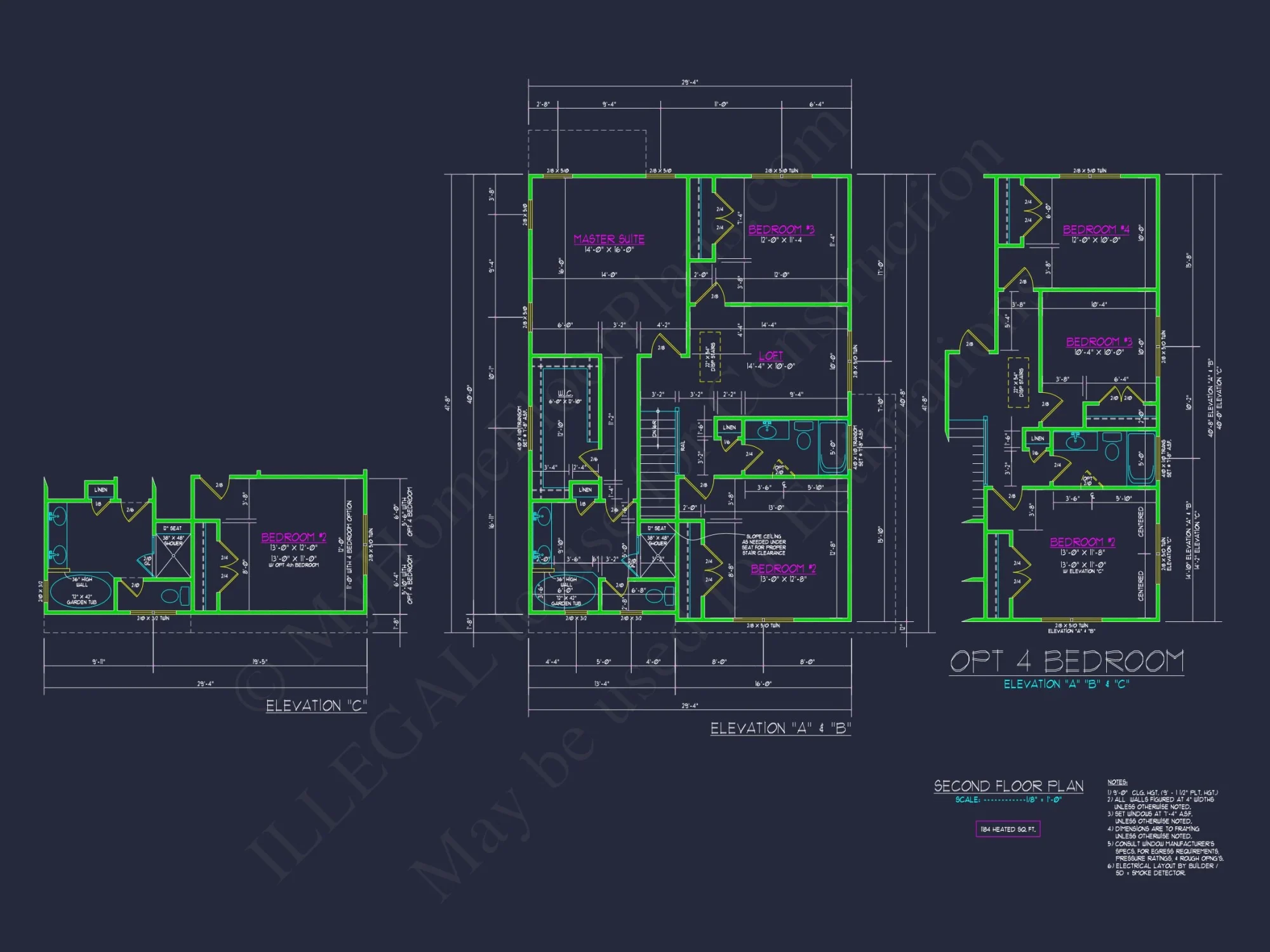 Modern Craftsman house Floor Plan with 2-Story Design and CAD