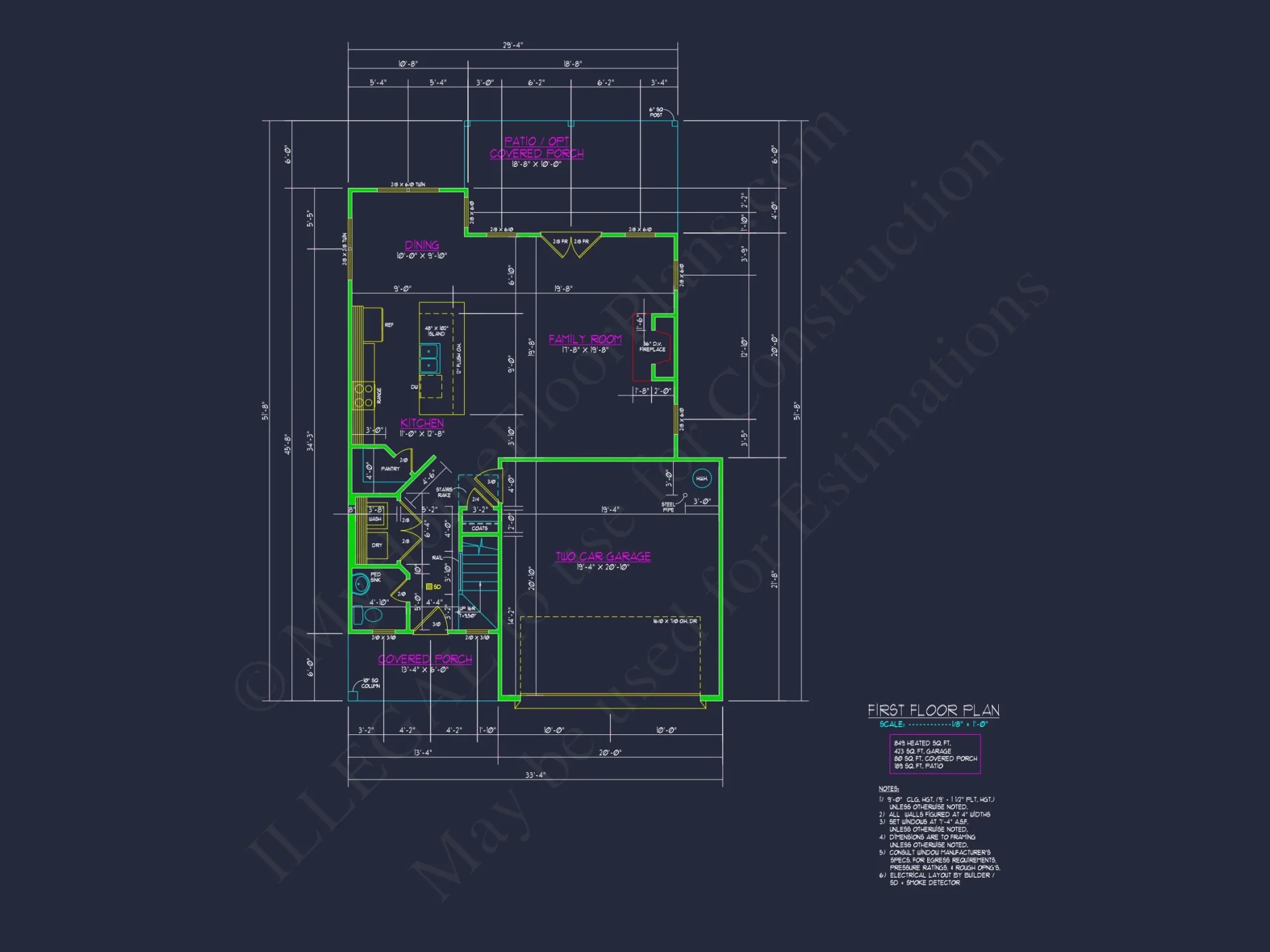 Modern Craftsman house Floor Plan with 2-Story Design and CAD