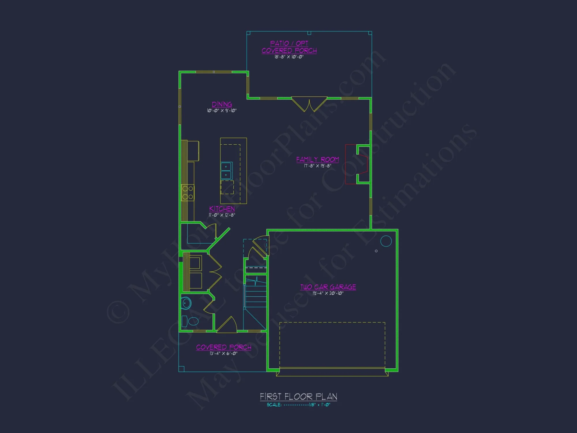 Modern Craftsman house Floor Plan with 2-Story Design and CAD