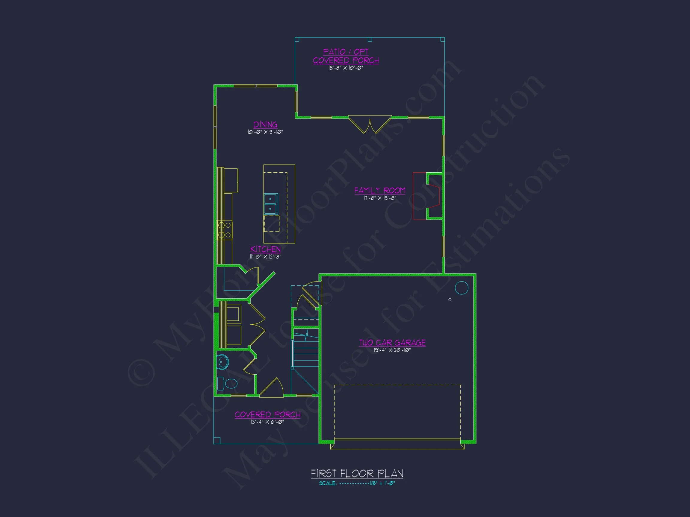 Modern Craftsman house Floor Plan with 2-Story Design and CAD