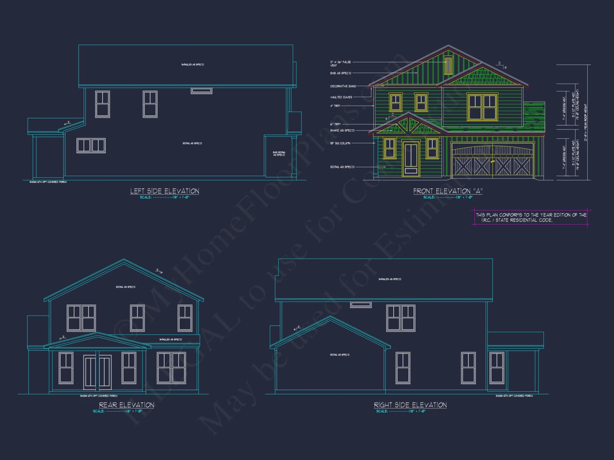 Modern Craftsman house Floor Plan with 2-Story Design and CAD
