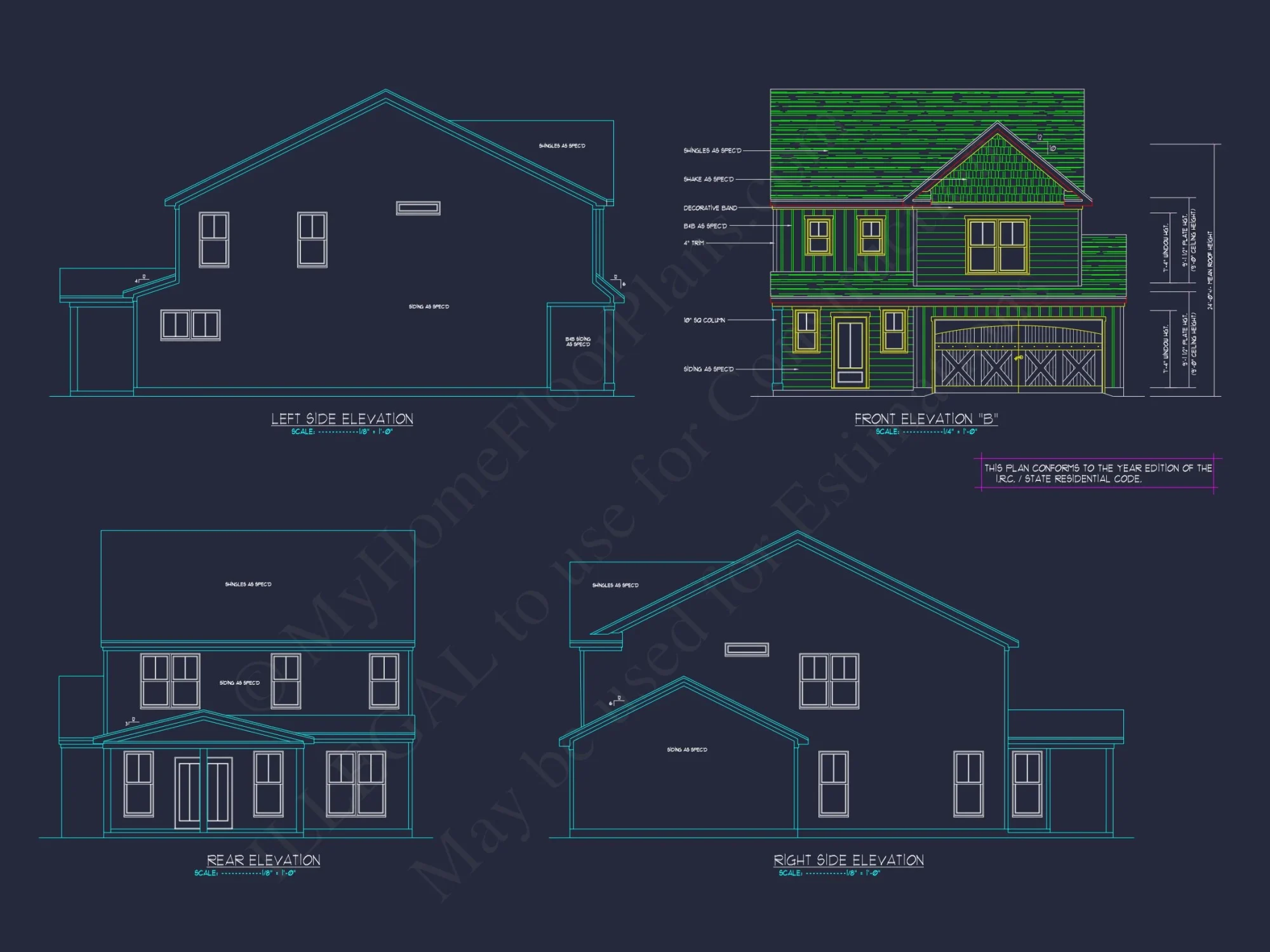 Modern Craftsman house Floor Plan with 2-Story Design and CAD
