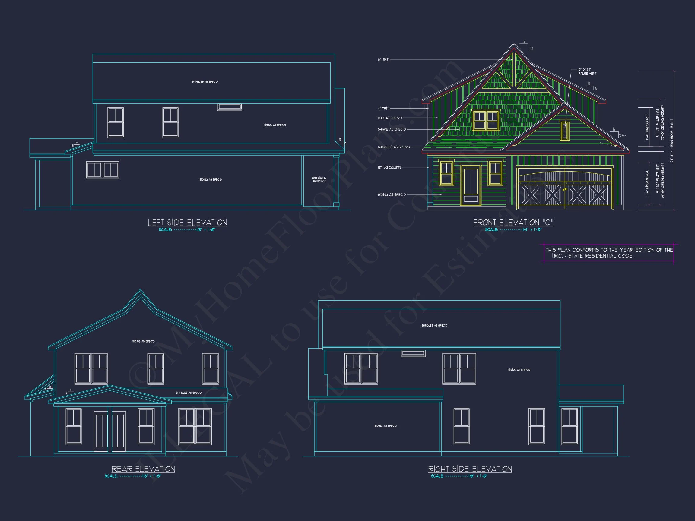 Modern Craftsman house Floor Plan with 2-Story Design and CAD