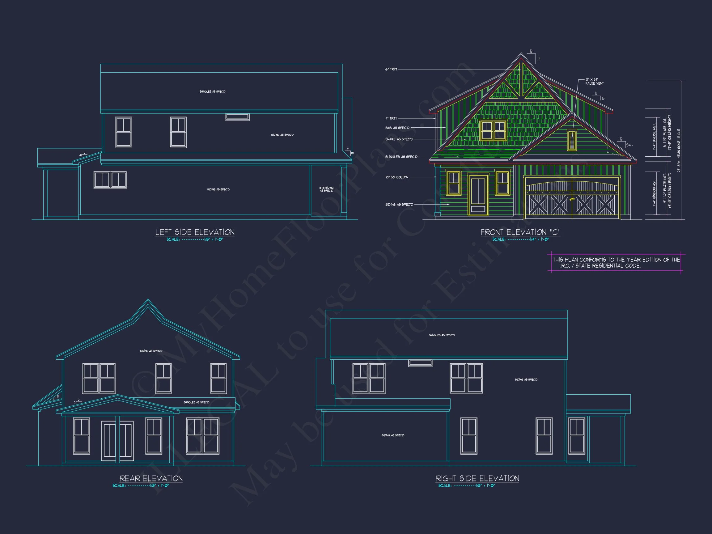 Modern Craftsman house Floor Plan with 2-Story Design and CAD