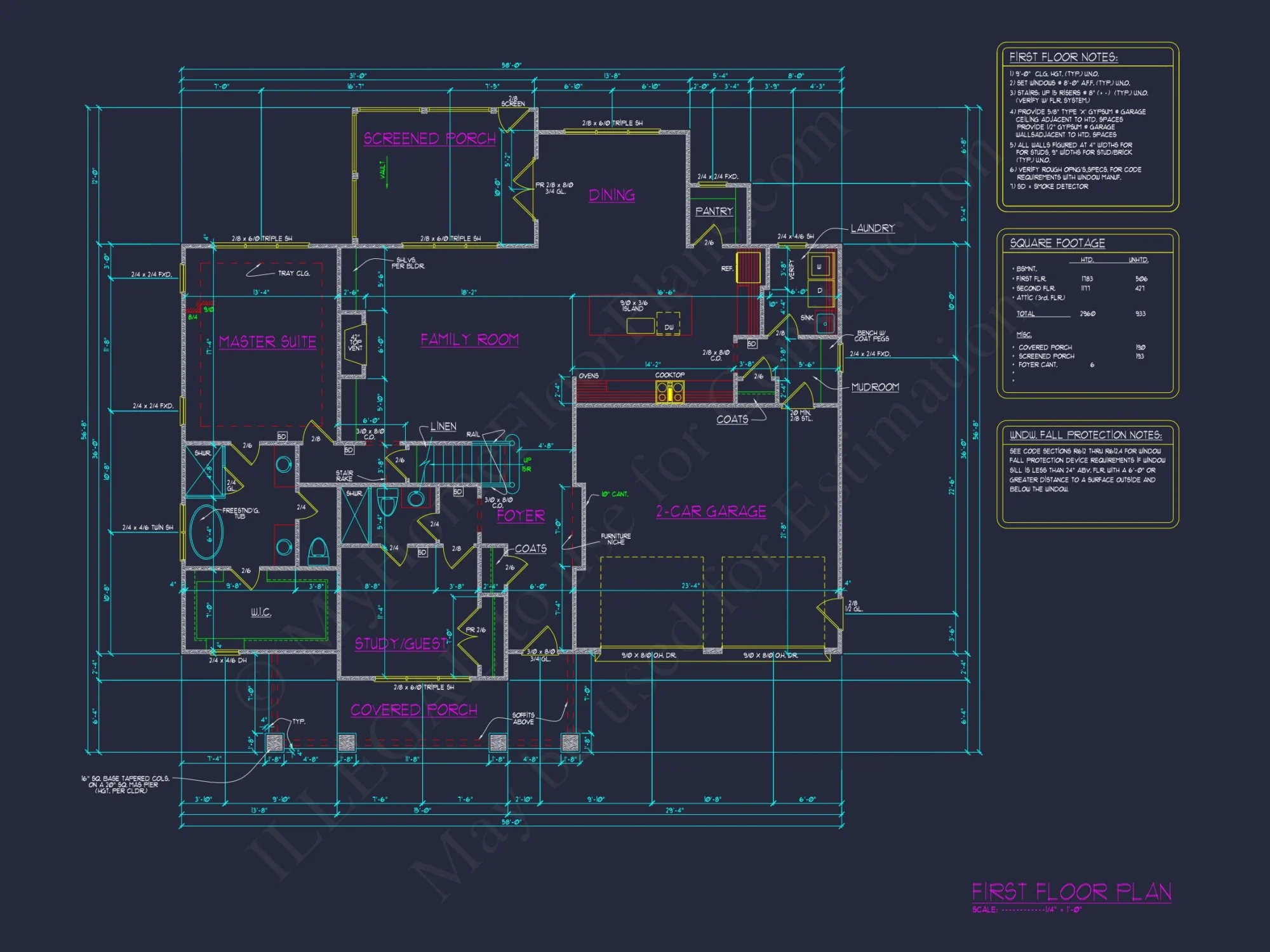 Craftsman house Plan with CAD Blueprint and Floor Designs