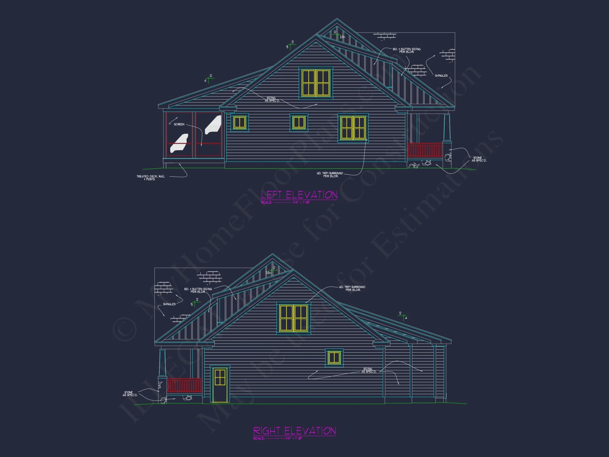Craftsman house Plan with CAD Blueprint and Floor Designs
